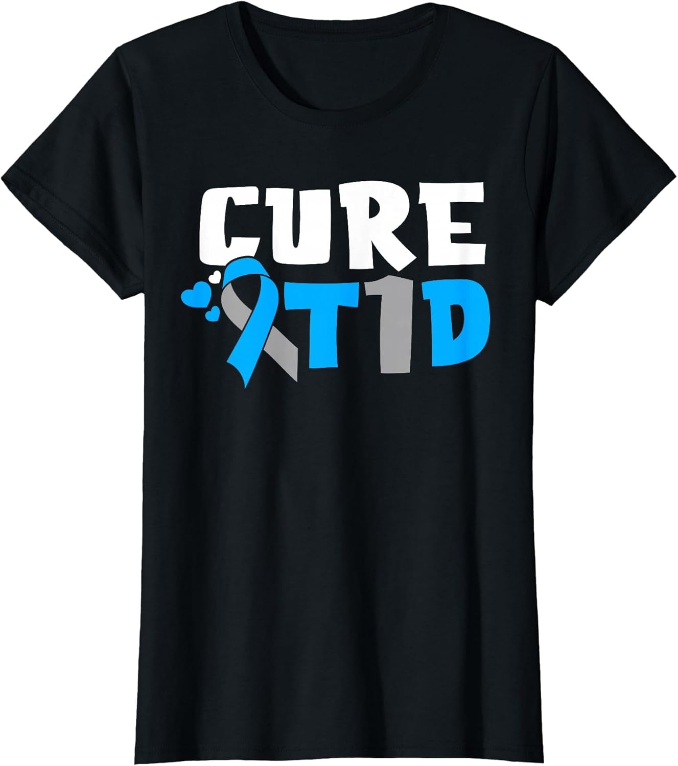 Cure T1D Diabetes Awareness Type 1 Blue Ribbon
