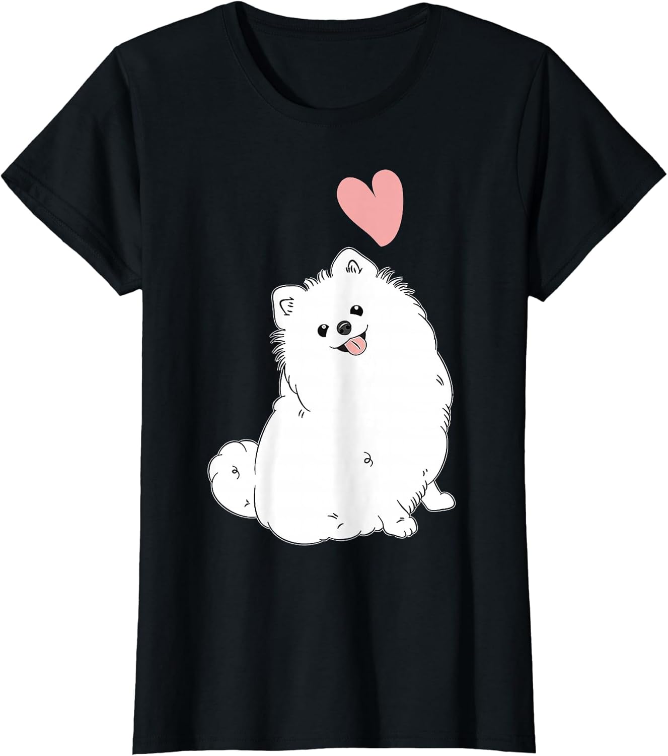 Love White Pomeranian Pink Heart