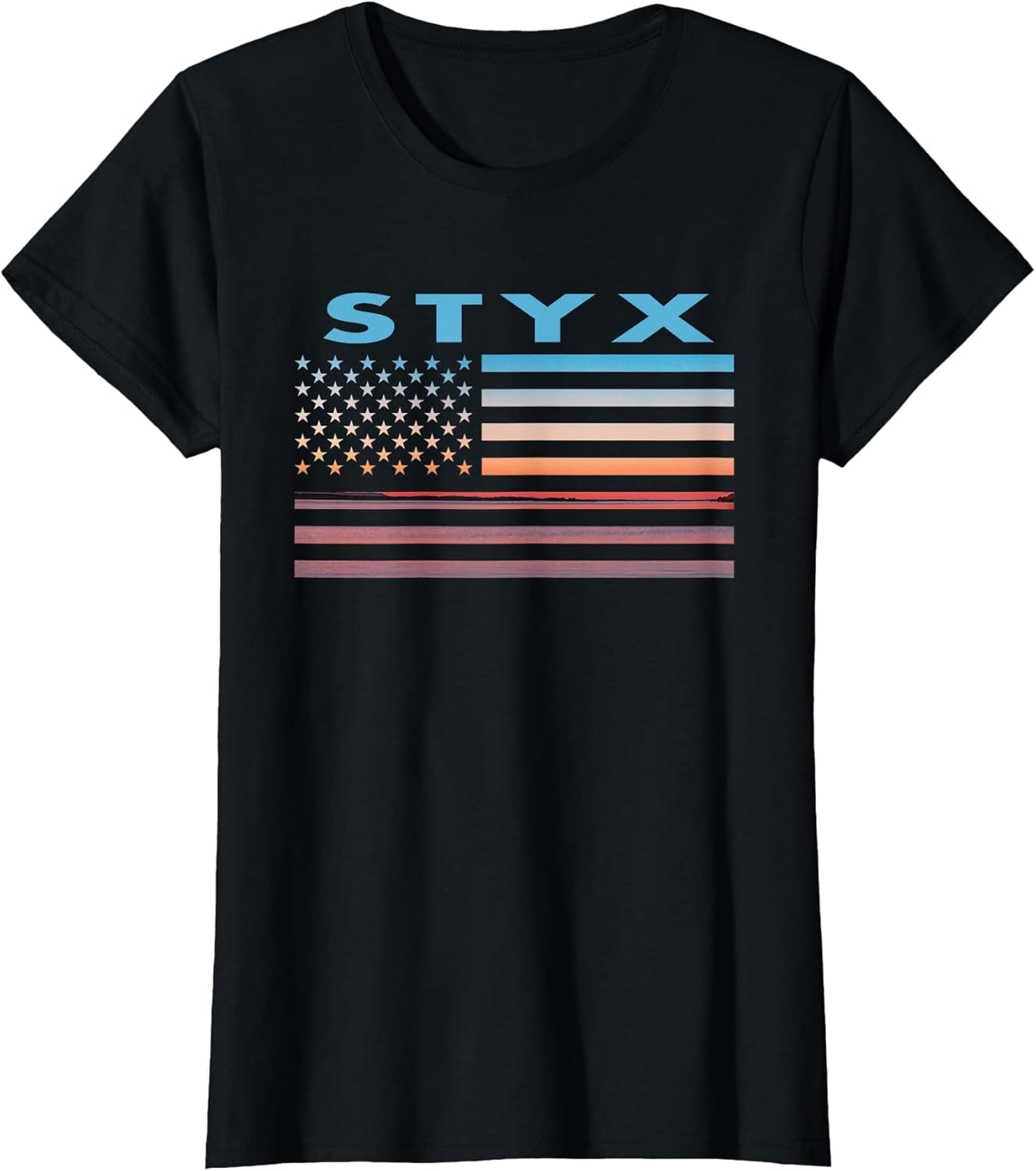 Vintage Sunset American Flag Styx, Texas