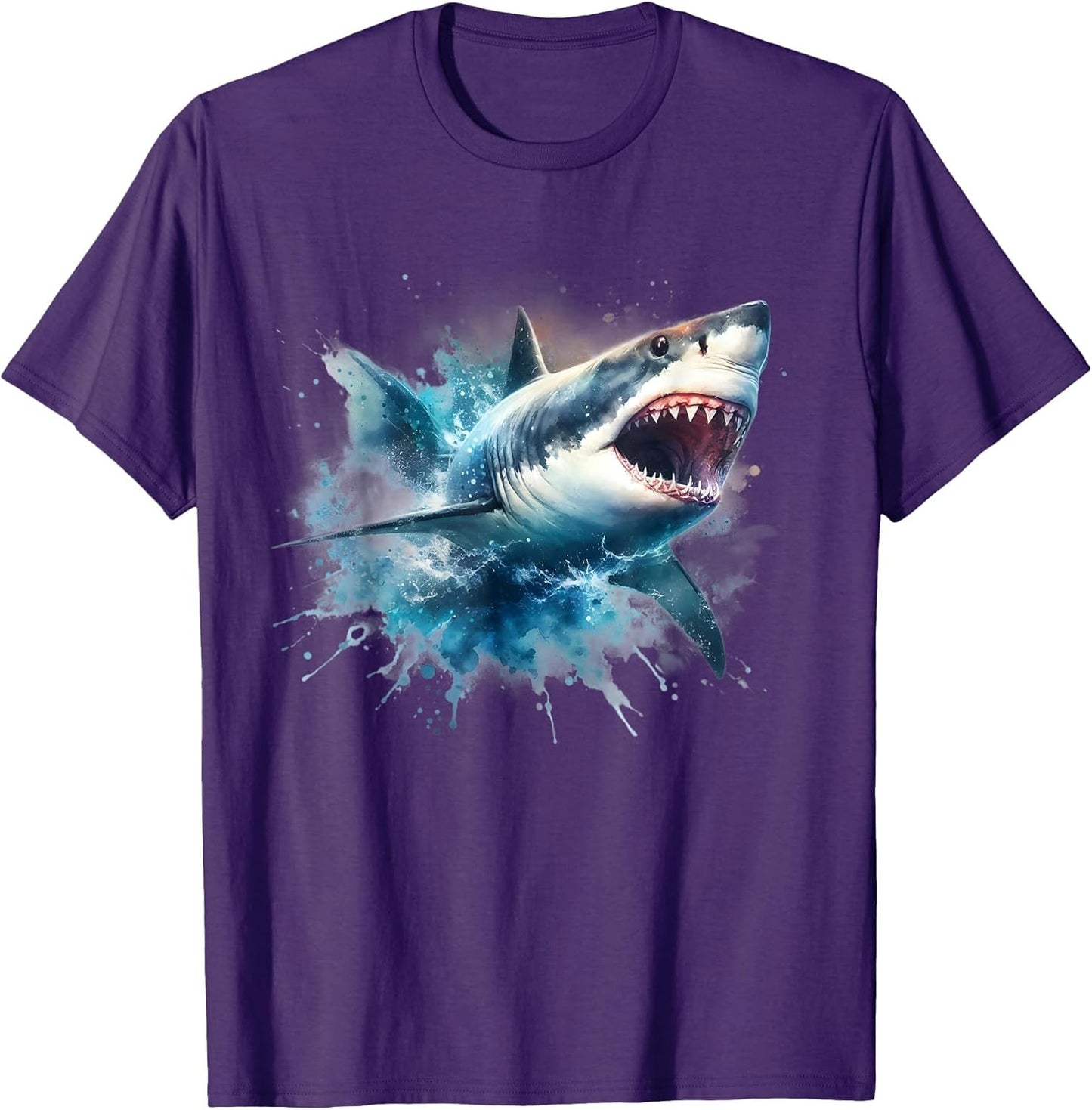 Cool Watercolor Great White Shark Open Jaw