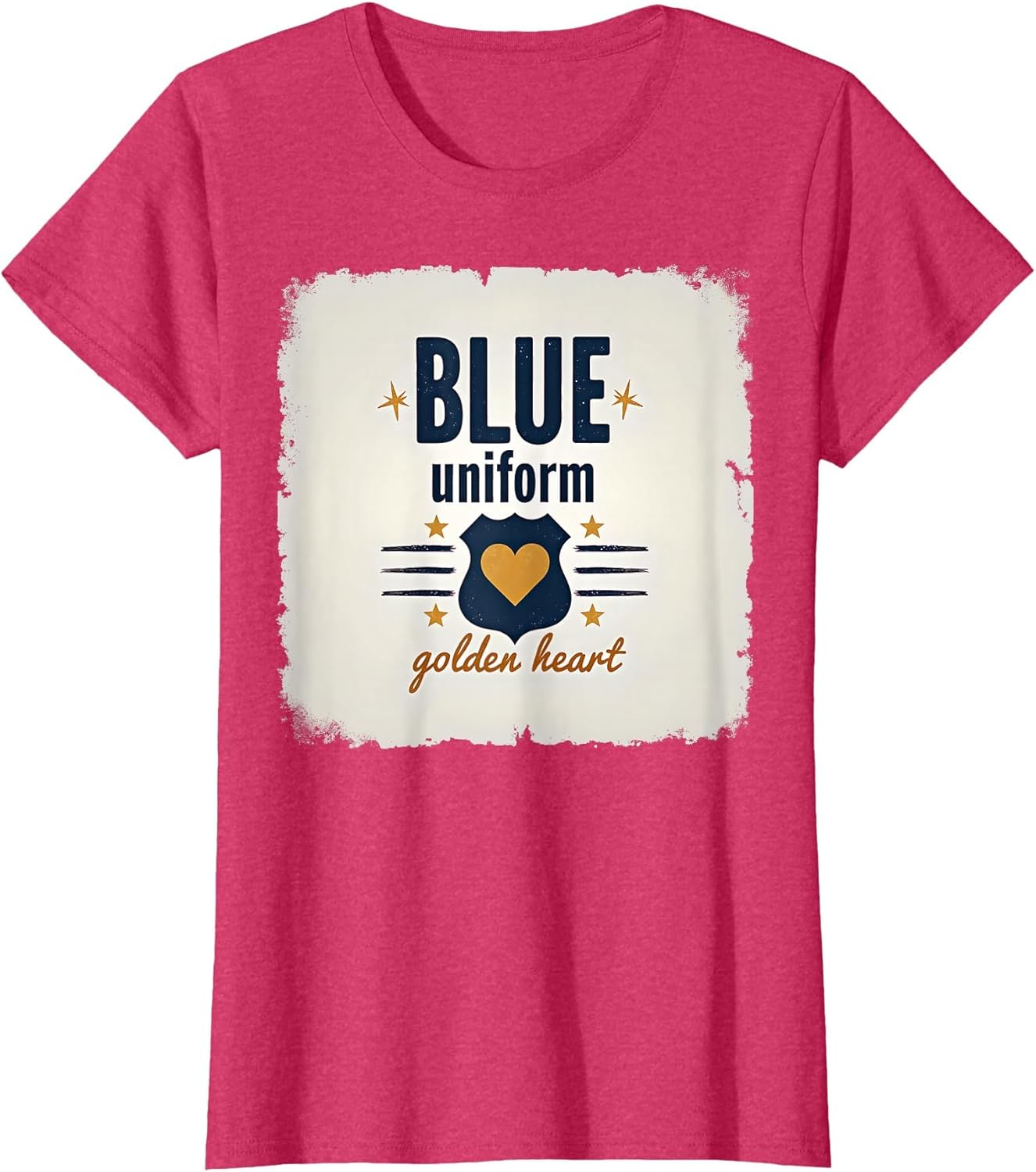 Blue Uniform Golden Heart Police Tribute Design