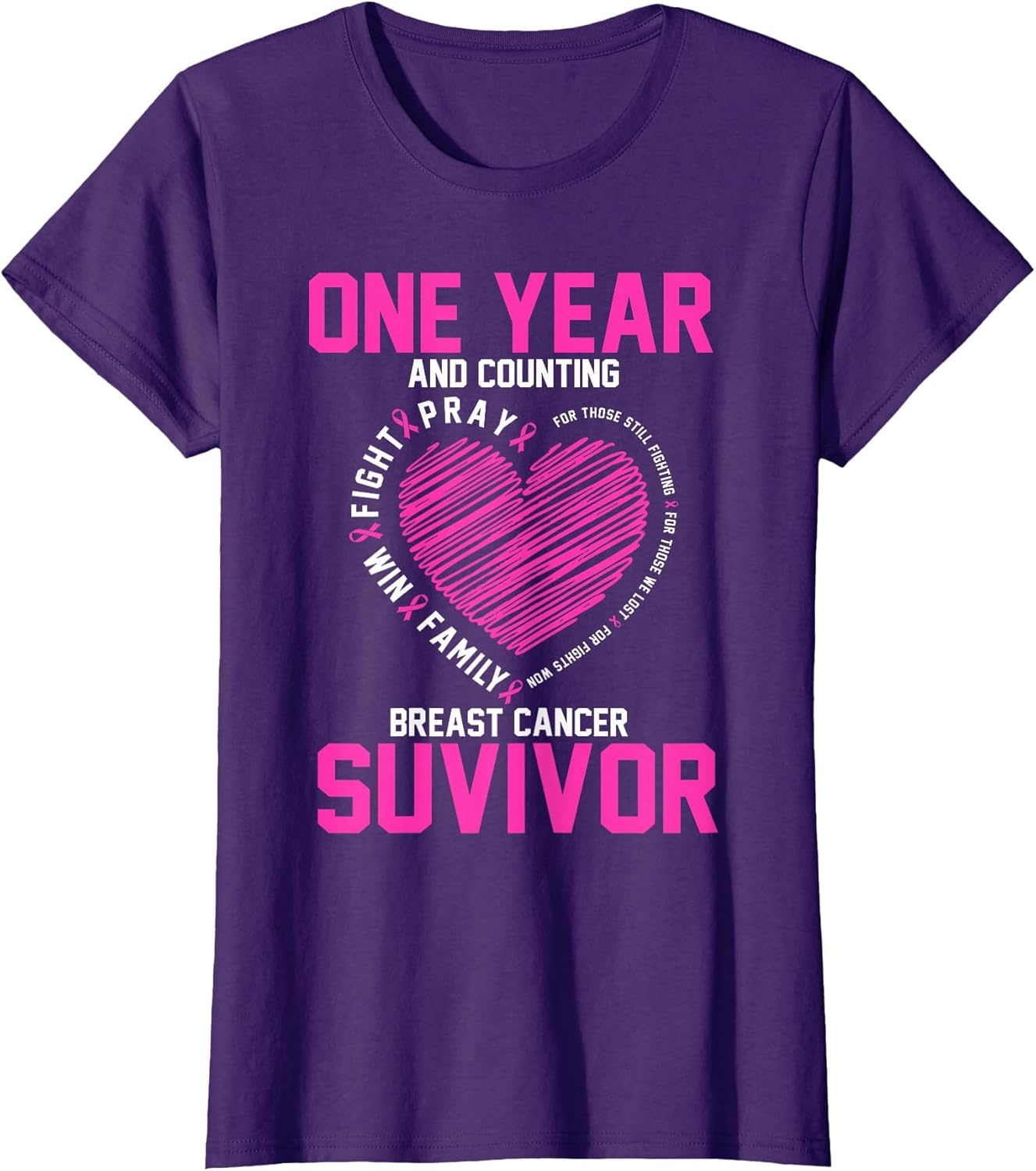 1 Year Cancer Free Pink Breast Cancer Awareness