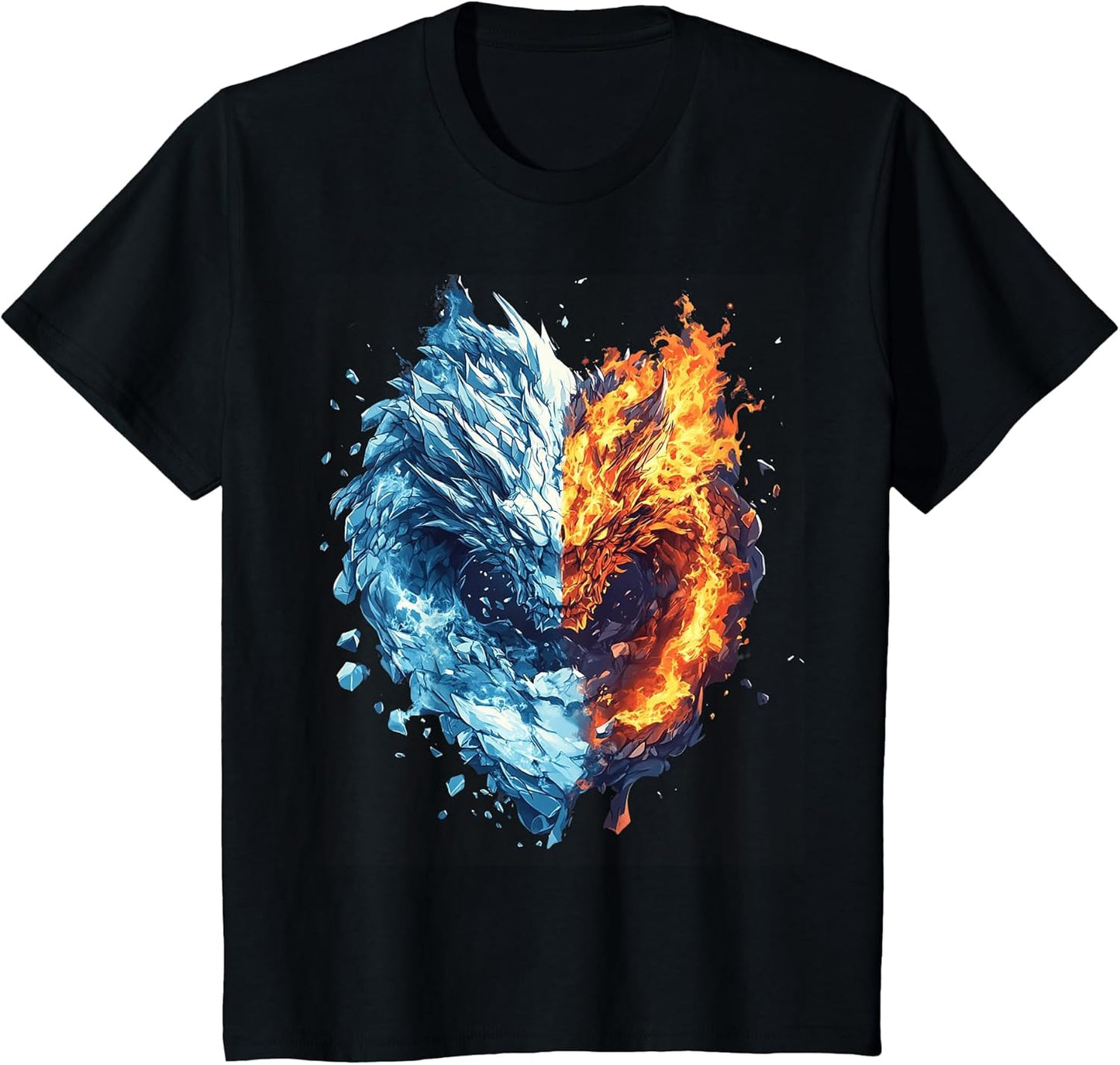 Fire and Ice Dragons Facing Each Other