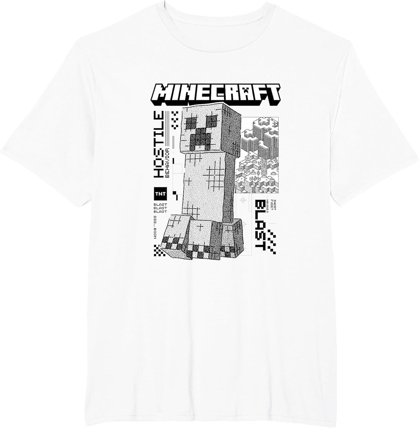 Minecraft Creeper Monochrome with Block Forest
