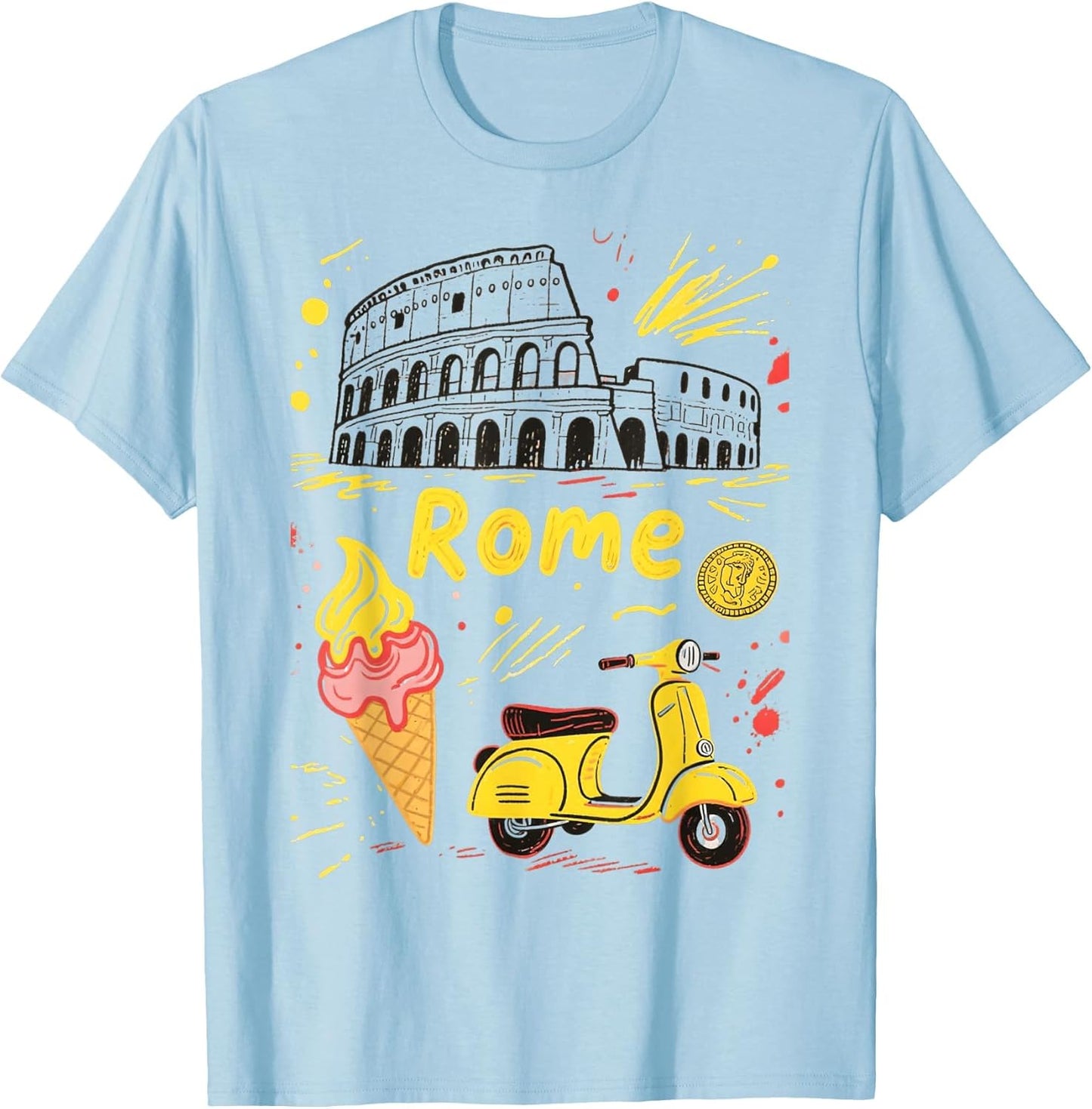 Rome Italy Colosseum Gelato Scooter Art Kids