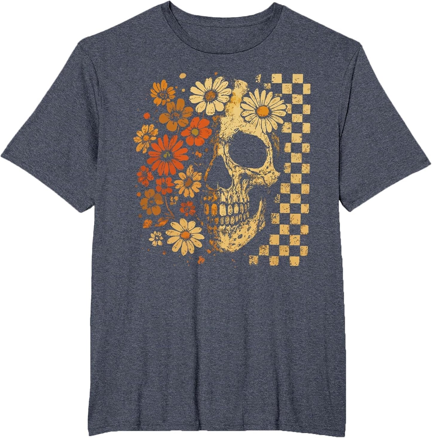 Floral Skull Grunge Retro Aesthetic Design