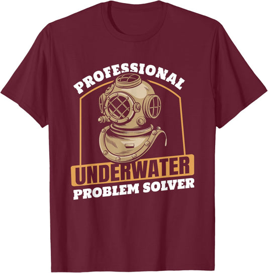 Marine Construction Underwater Welding - Commercial Diver T-Shirt - T-Shirt | Maroon