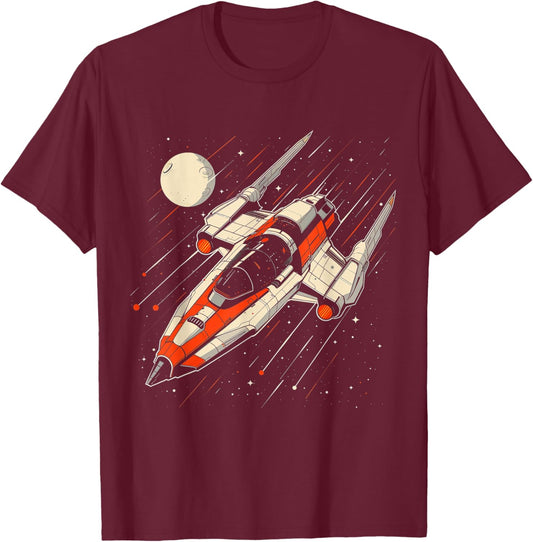 Retro Spaceship Vintage T-Shirt - T-Shirt | Maroon