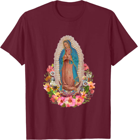 Virgen de Guadalupe T-Shirt - T-Shirt | Maroon
