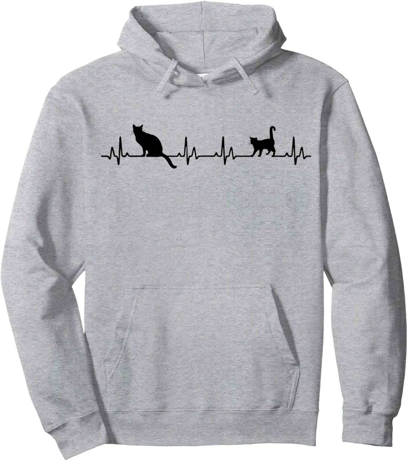 Heartbeat Cat Lover Cute Cat Animal Women Kids Hoodie - Hoodie | Ash