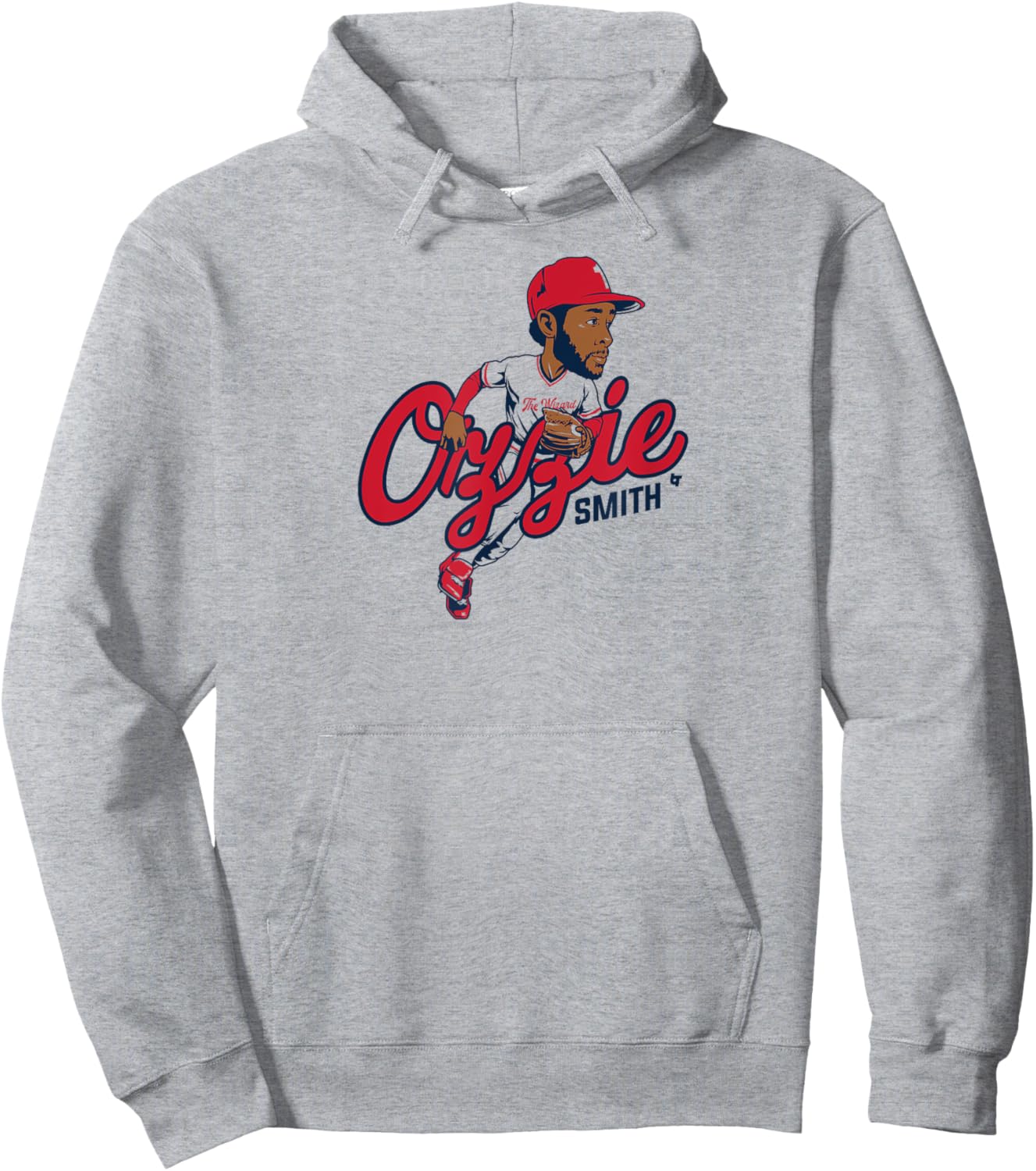 Ozzie Smith: Caricature - St. Louis Baseball Hoodie - Hoodie | Ash