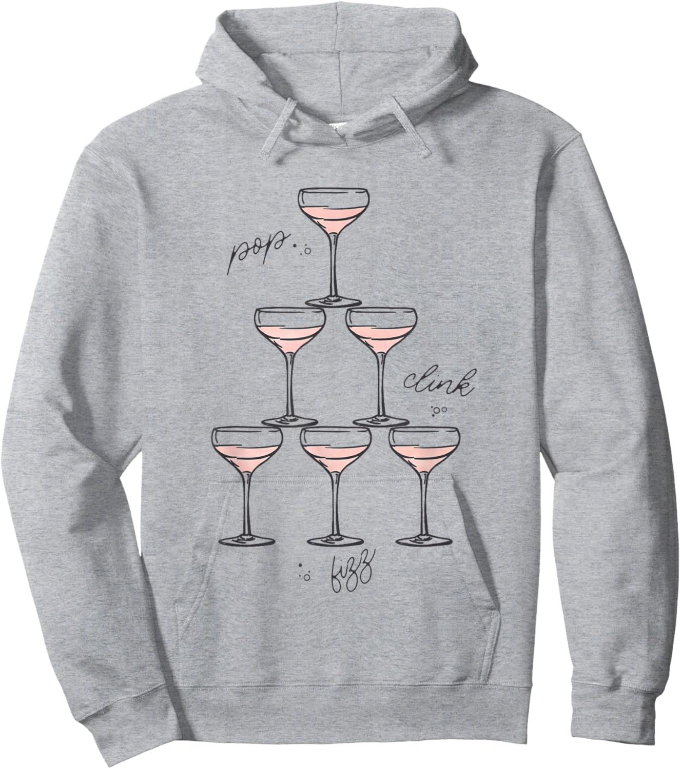 Pop Clink Fizz Champagne Tower Vintage Portrait Hoodie - Hoodie | Ash