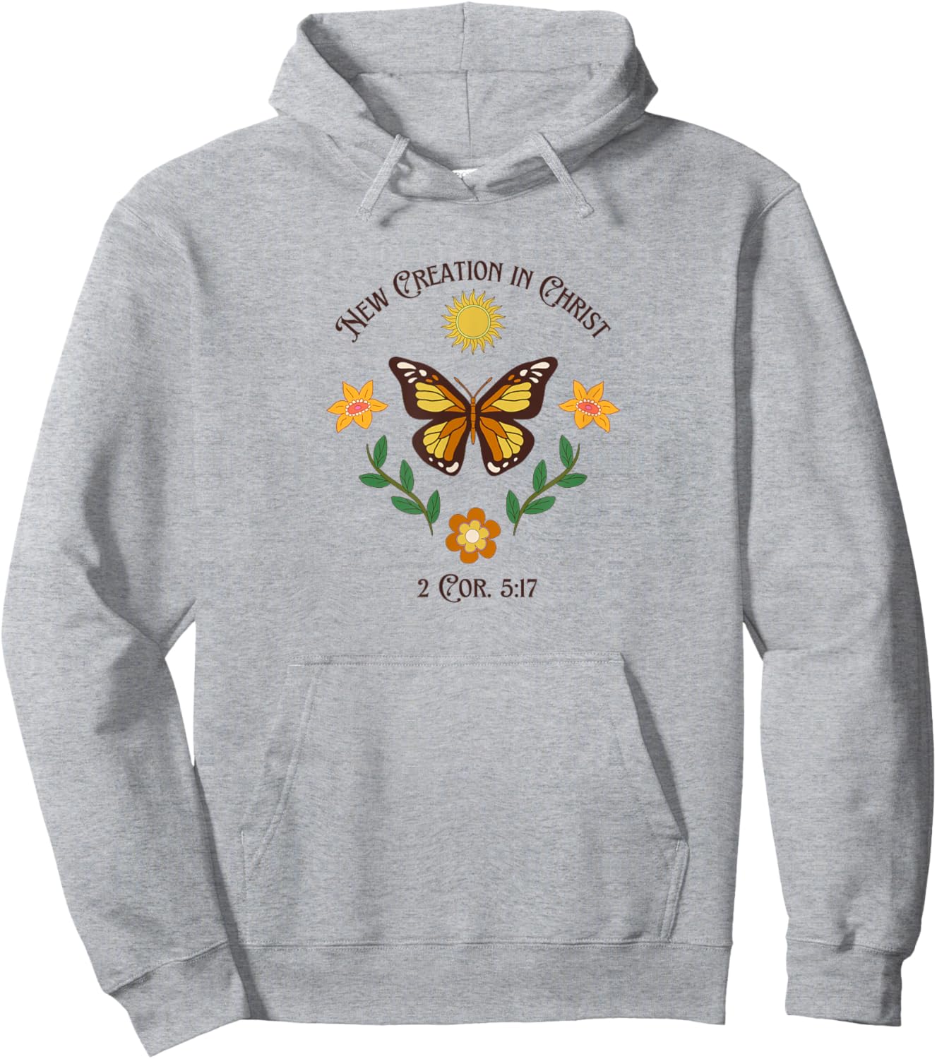 New Creation In Christ Butterfly Hoodie - Hoodie | Ash