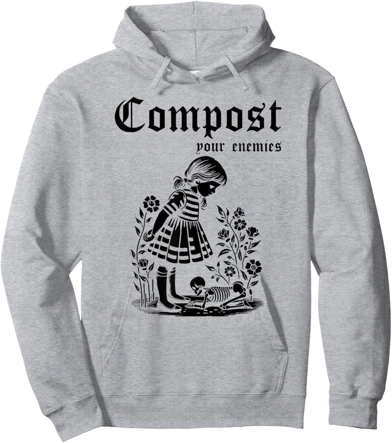 Compost Your Enemies Vintage Funny Hoodie - Hoodie | Ash