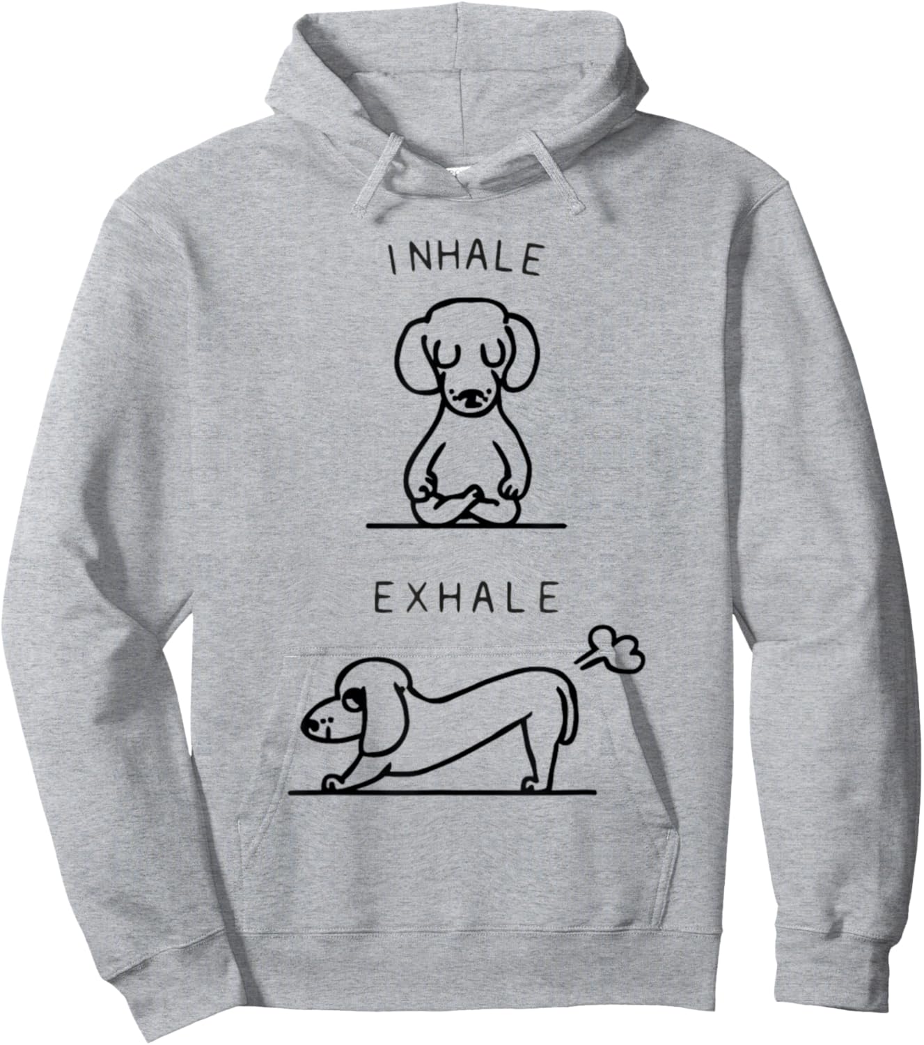 Inhale Exhale Dachshund Yoga Hoodie - Hoodie | Ash