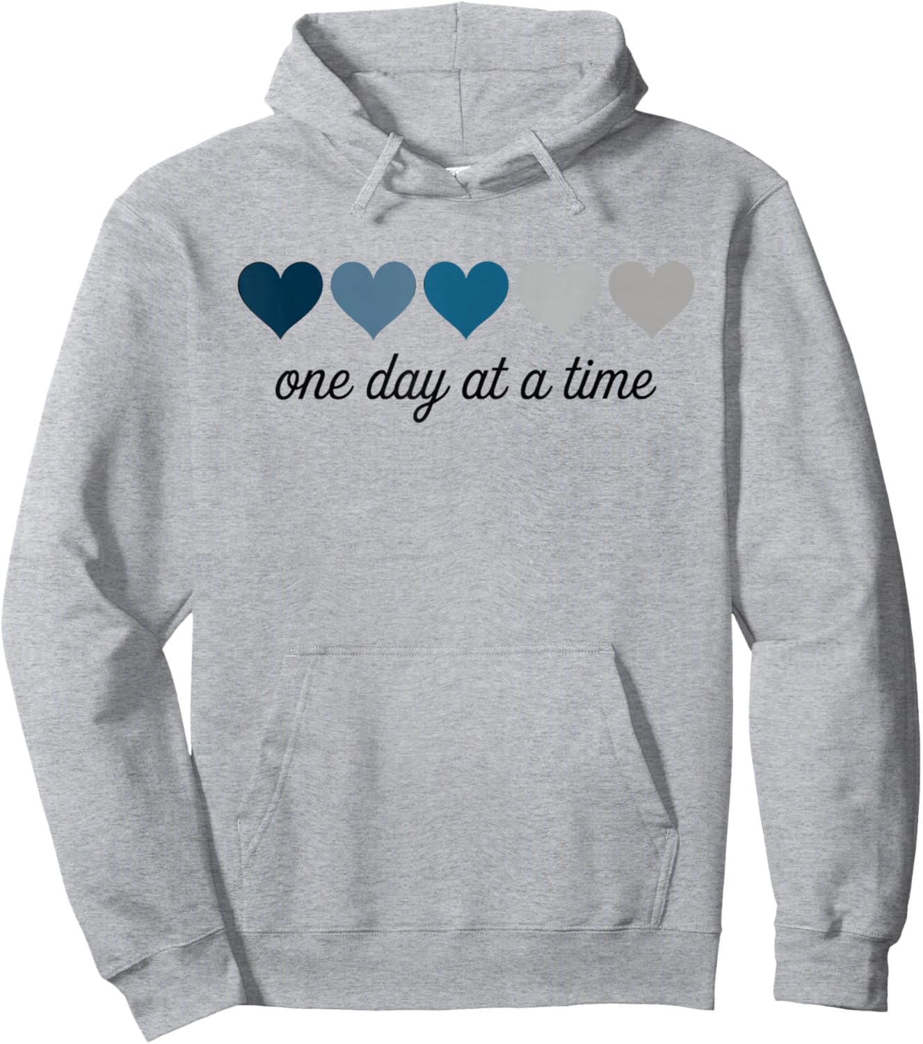 One Day at a Time Motivational Heart Design Hoodie - Hoodie | Ash