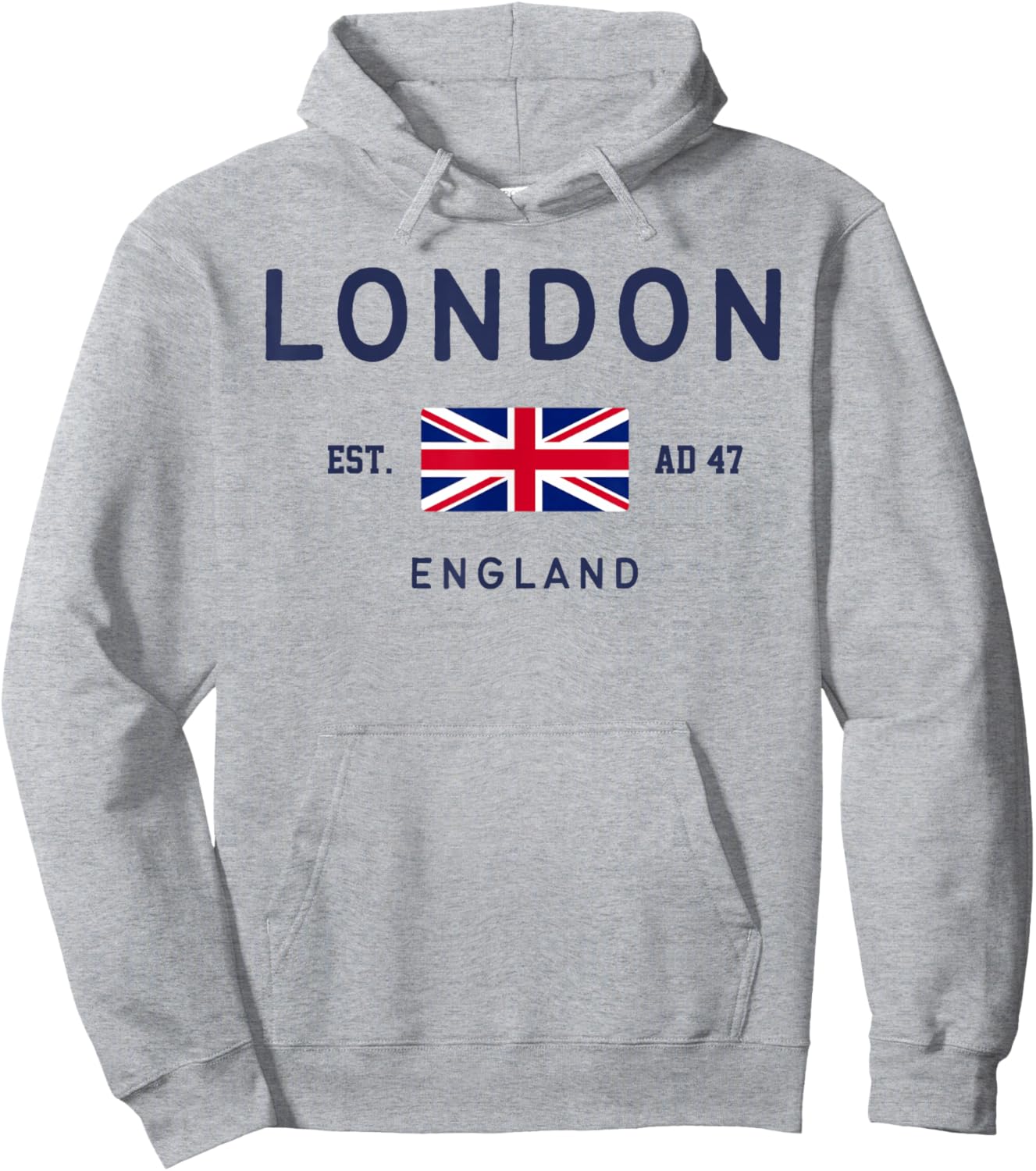 London Est AD 47 England UK Flag Hoodie - Hoodie | Ash