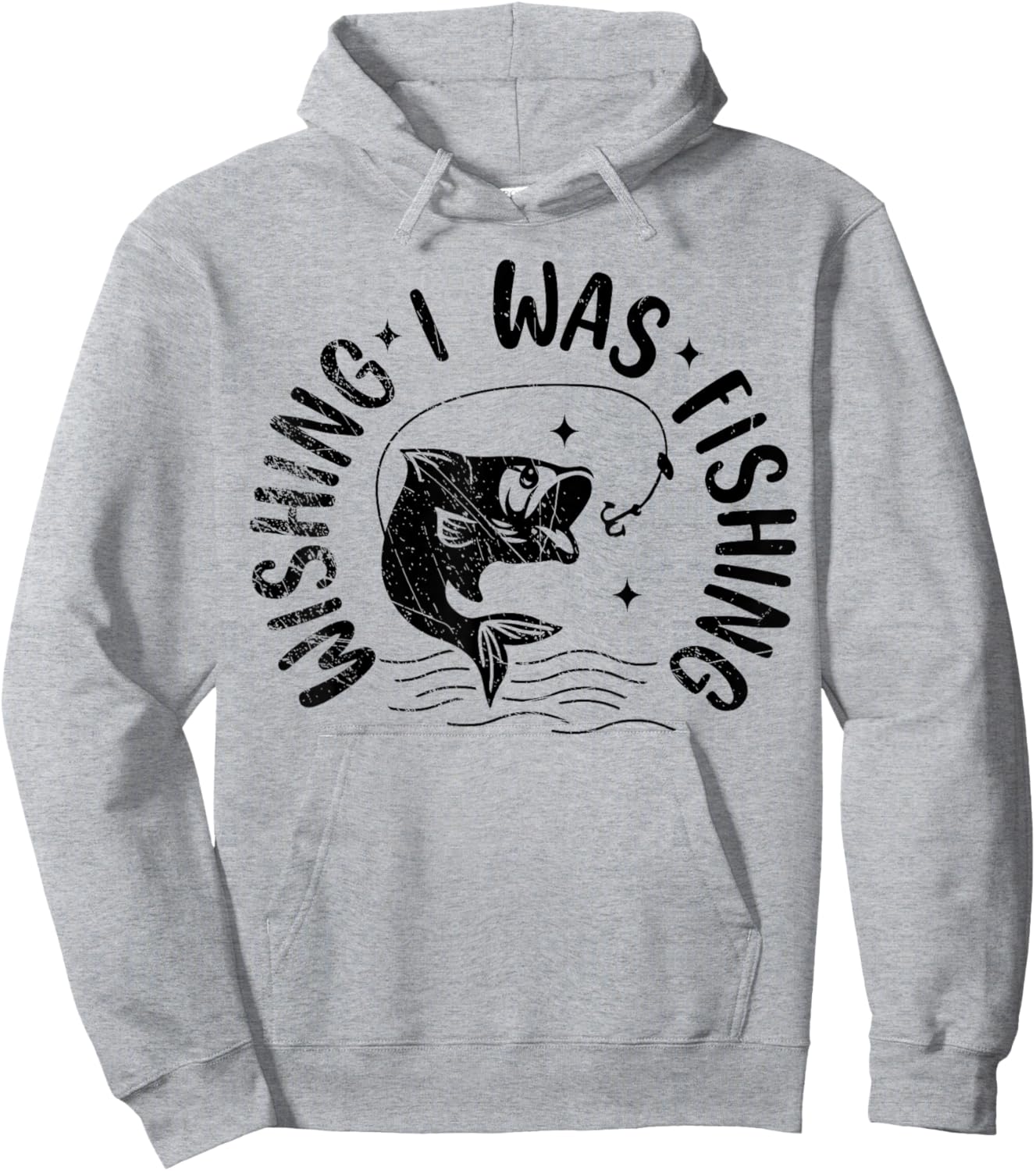 Wishing I Was Fishing, Fisherman, Fish Lover Hoodie - Hoodie | Ash