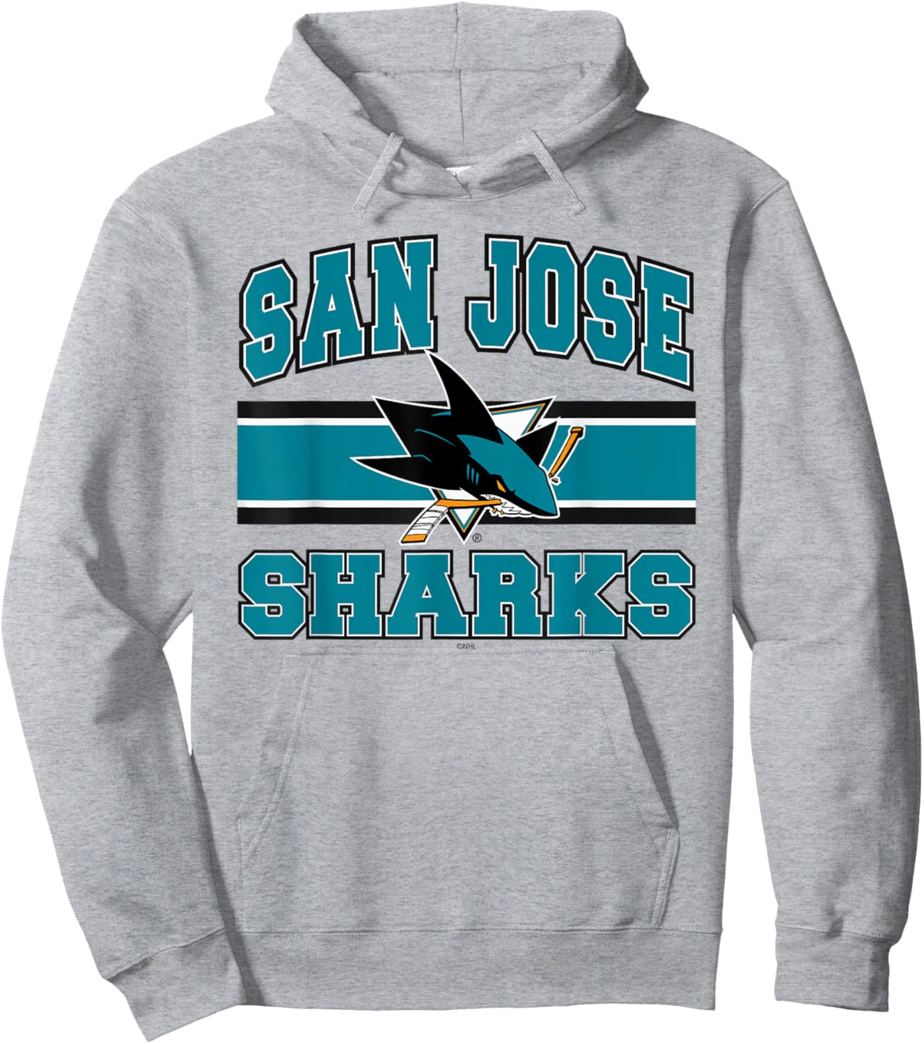 San Jose Sharks Stripe Gray Officially Licensed Hoodie - Hoodie | Ash