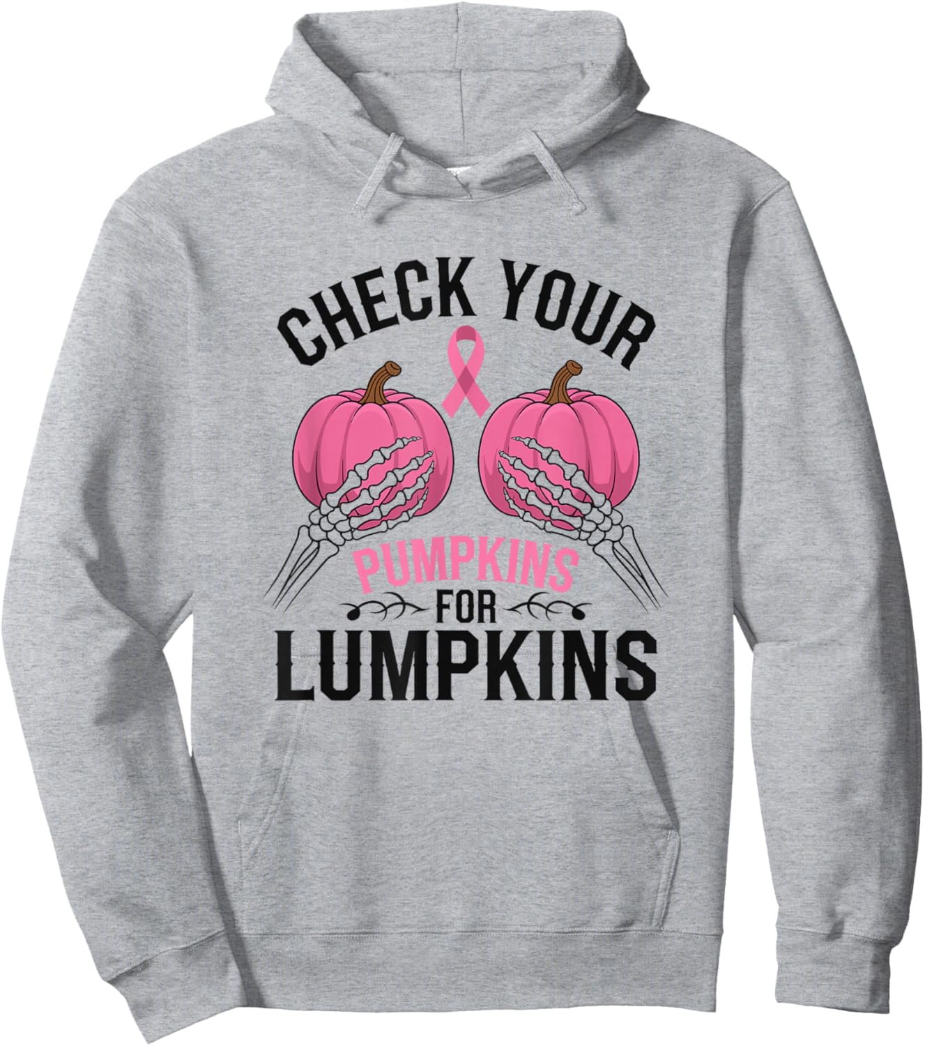 Check Your Pumpkins For Lumpkins Breast Cancer Hoodie - Hoodie | Ash