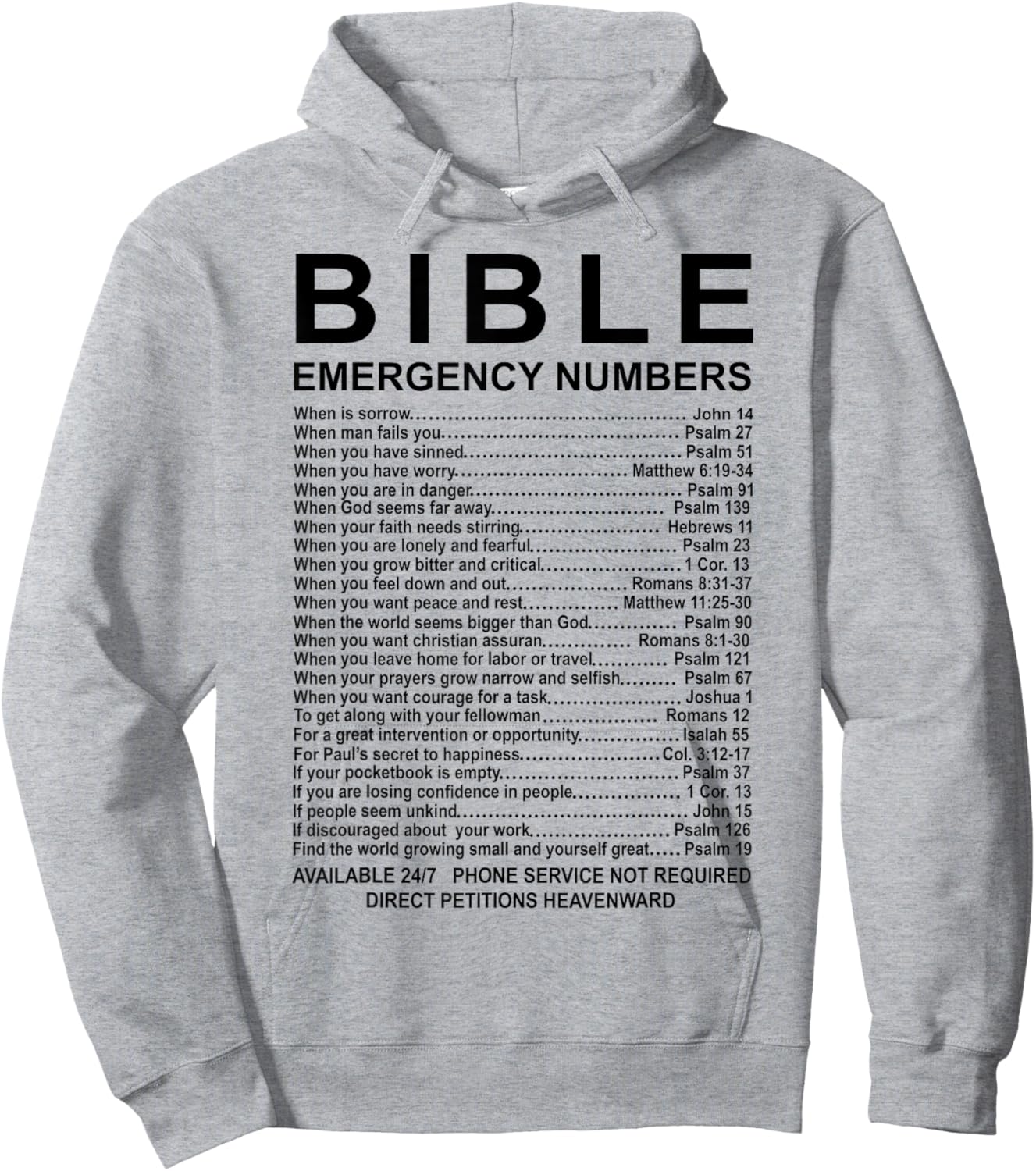 Bible Emergency Numbers Hoodie - Hoodie | Ash