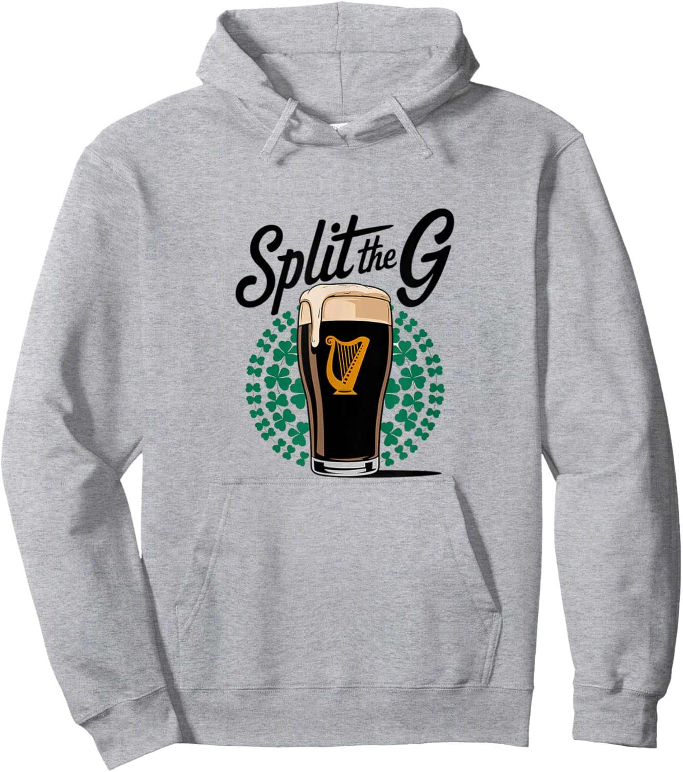 Irish Beer Split The G Shamrock Pint Hoodie - Hoodie | Ash