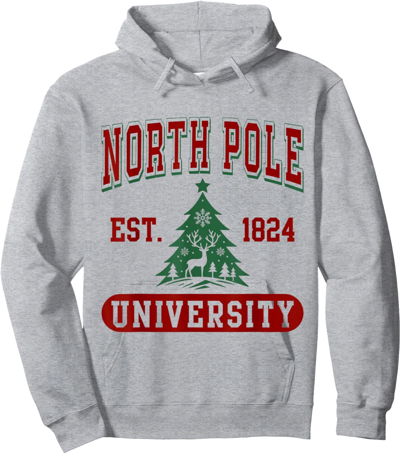 North Pole University Funny Christmas Hoodie - Hoodie | Ash