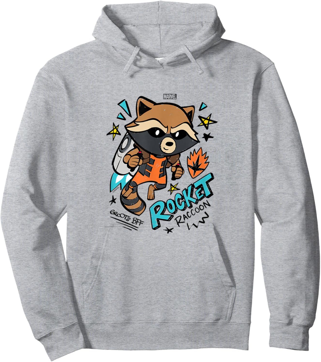 Guardians of The Galaxy - Scribble Rocket Hoodie - Hoodie | Ash