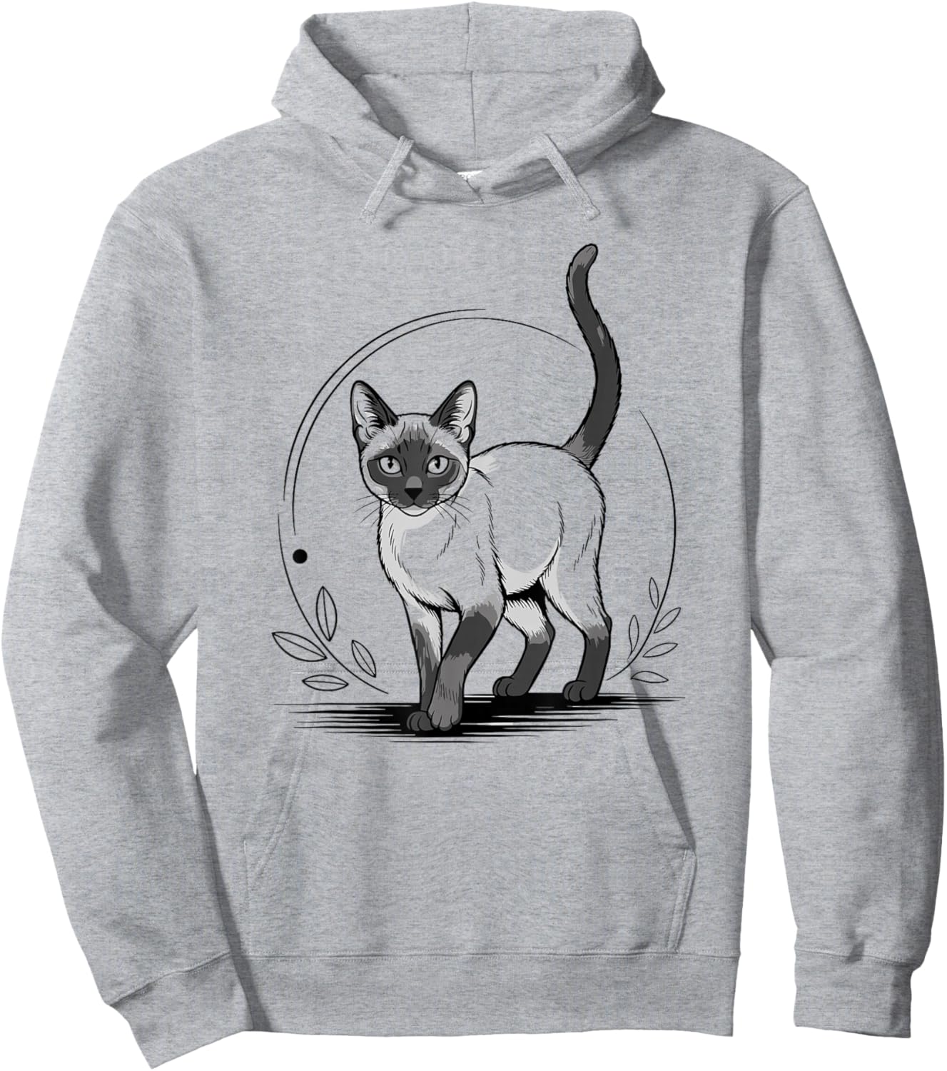 Line Art Siamese Minimalist Meezer Cat Hoodie - Hoodie | Ash