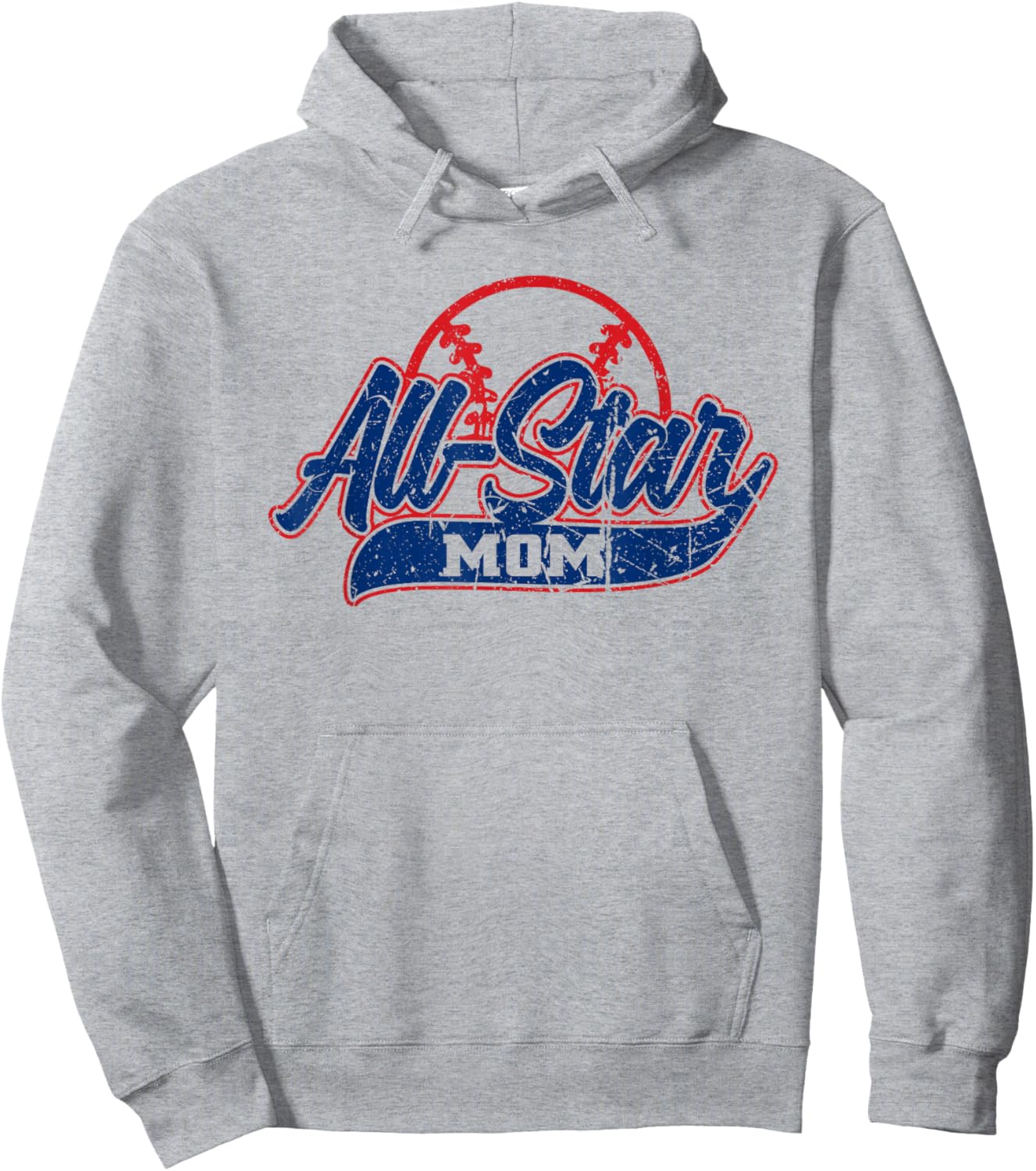 Retro Baseball All-Star Mom Hoodie - Hoodie | Ash