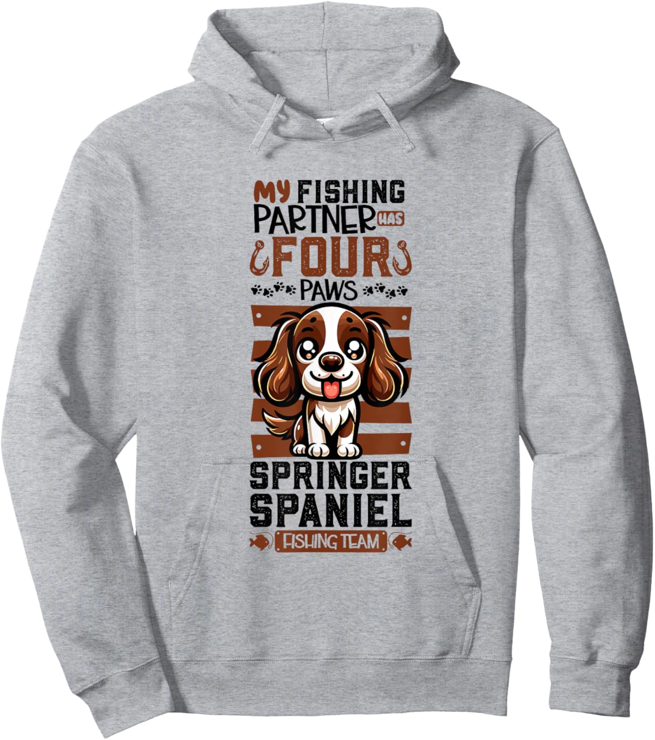 Fishing and English Springer Spaniel Hoodie - Hoodie | Ash