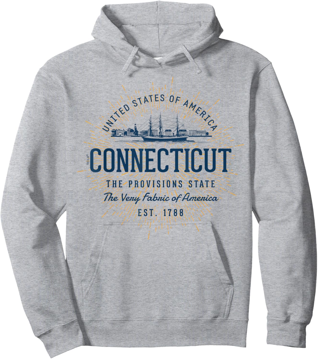 Vintage Styled State of Connecticut Retro Hoodie - Hoodie | Ash