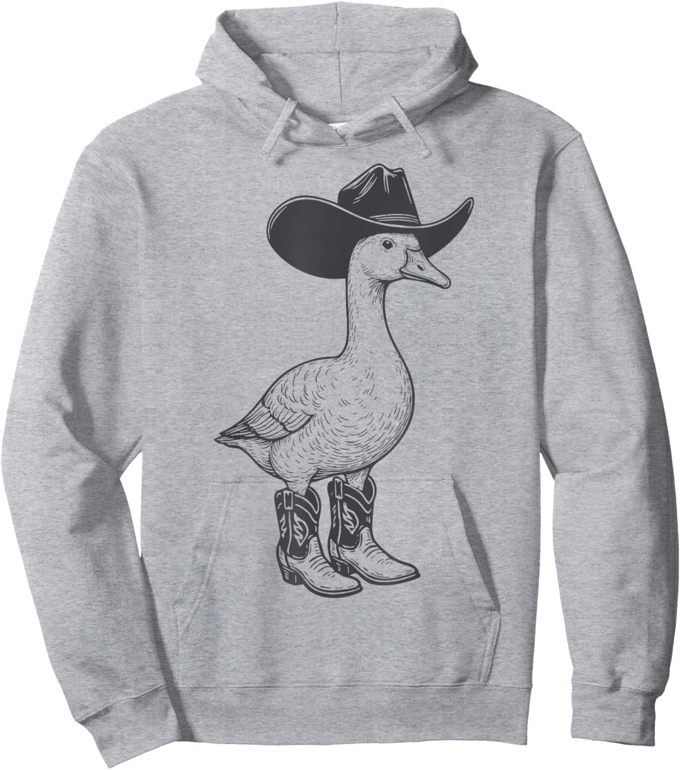 Funny Cowboy Goose in Boots Western Animal Hoodie - Hoodie | Ash