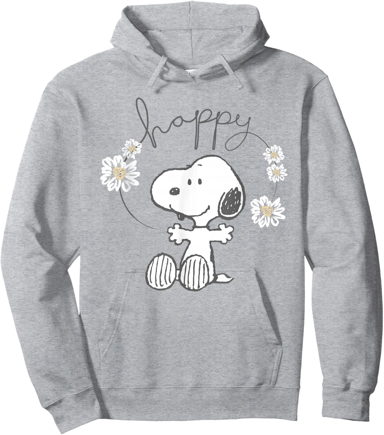 Peanuts Snoopy Happy Surrounded By Daisies Hoodie - Hoodie | Ash