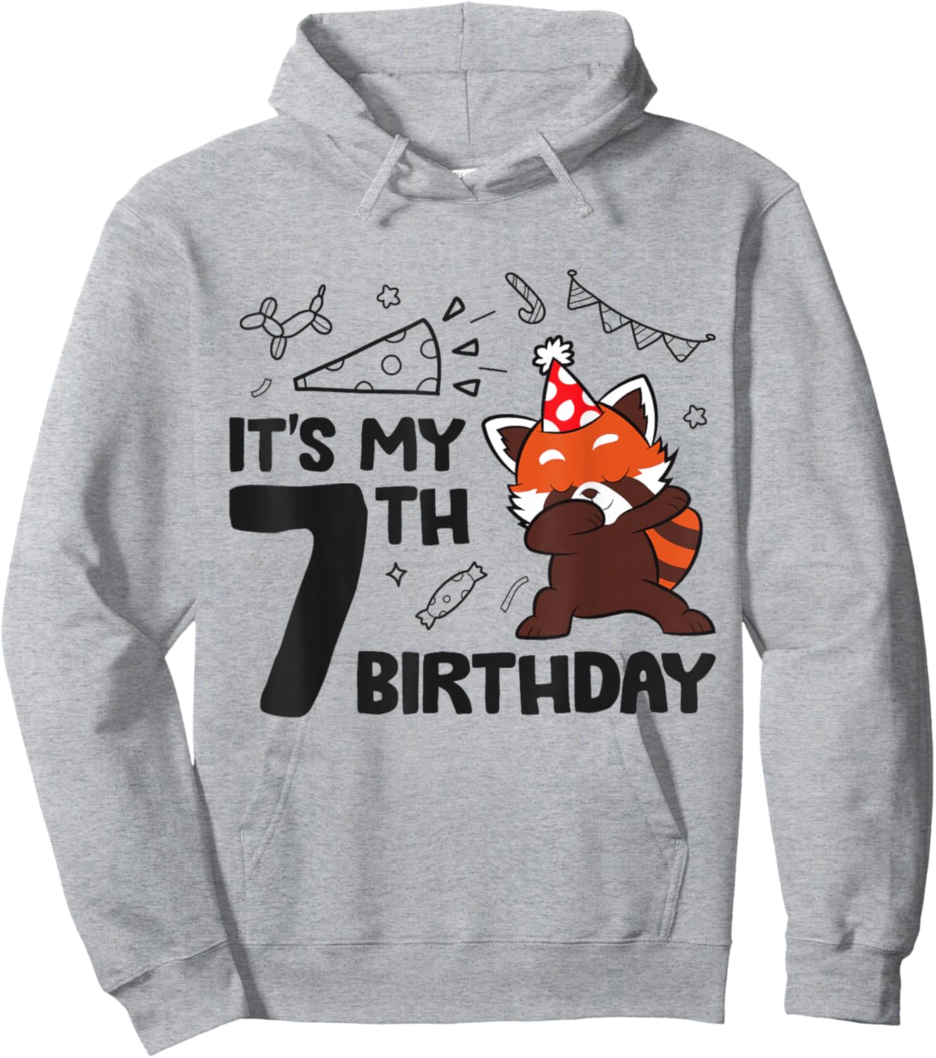 It's My 7th Birthday Cute Birthday Red Panda Hoodie - Hoodie | Ash