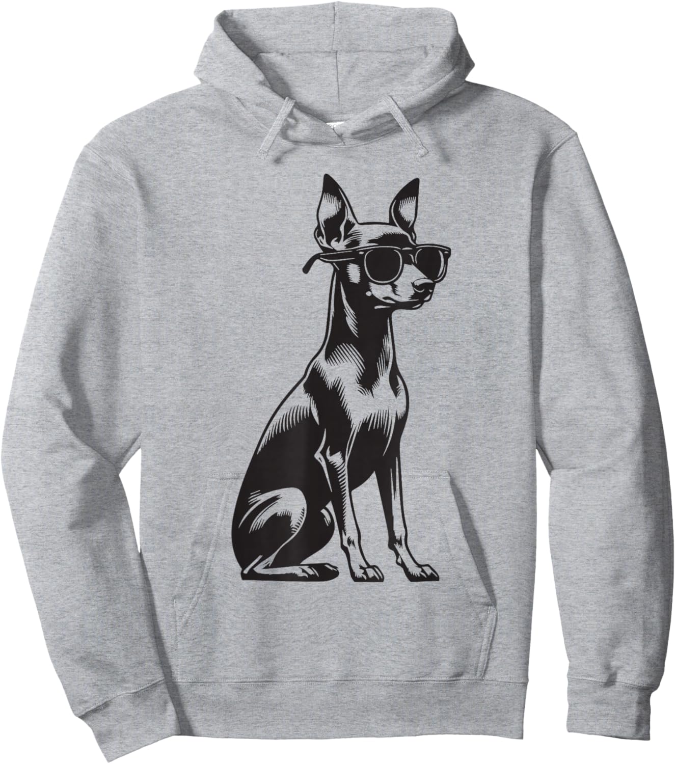 Funny Miniature Pinscher Dog with Sunglasses Hoodie - Hoodie | Ash