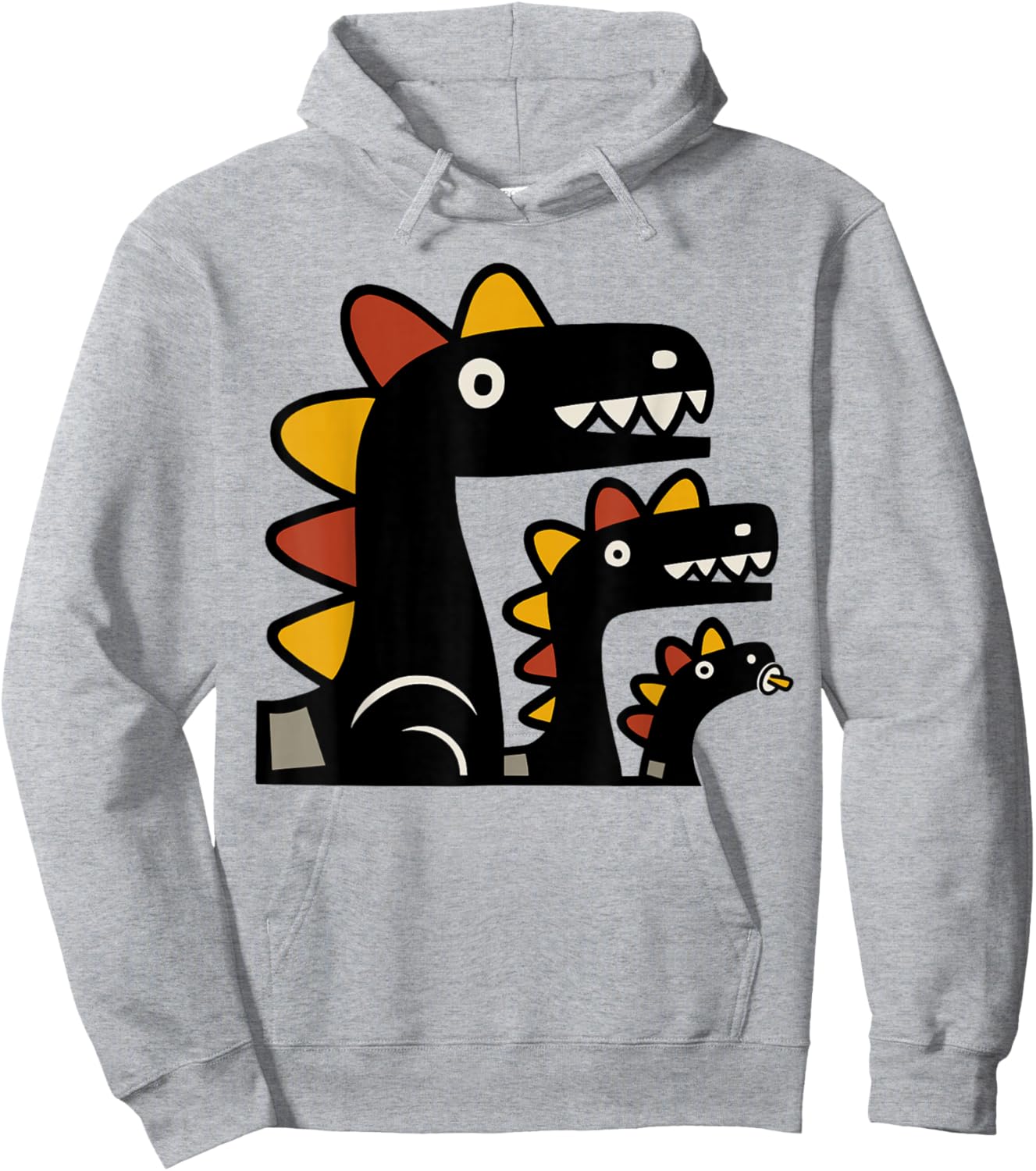 Dino Family Graphic Dinosaur and Girls Hoodie - Hoodie | Ash