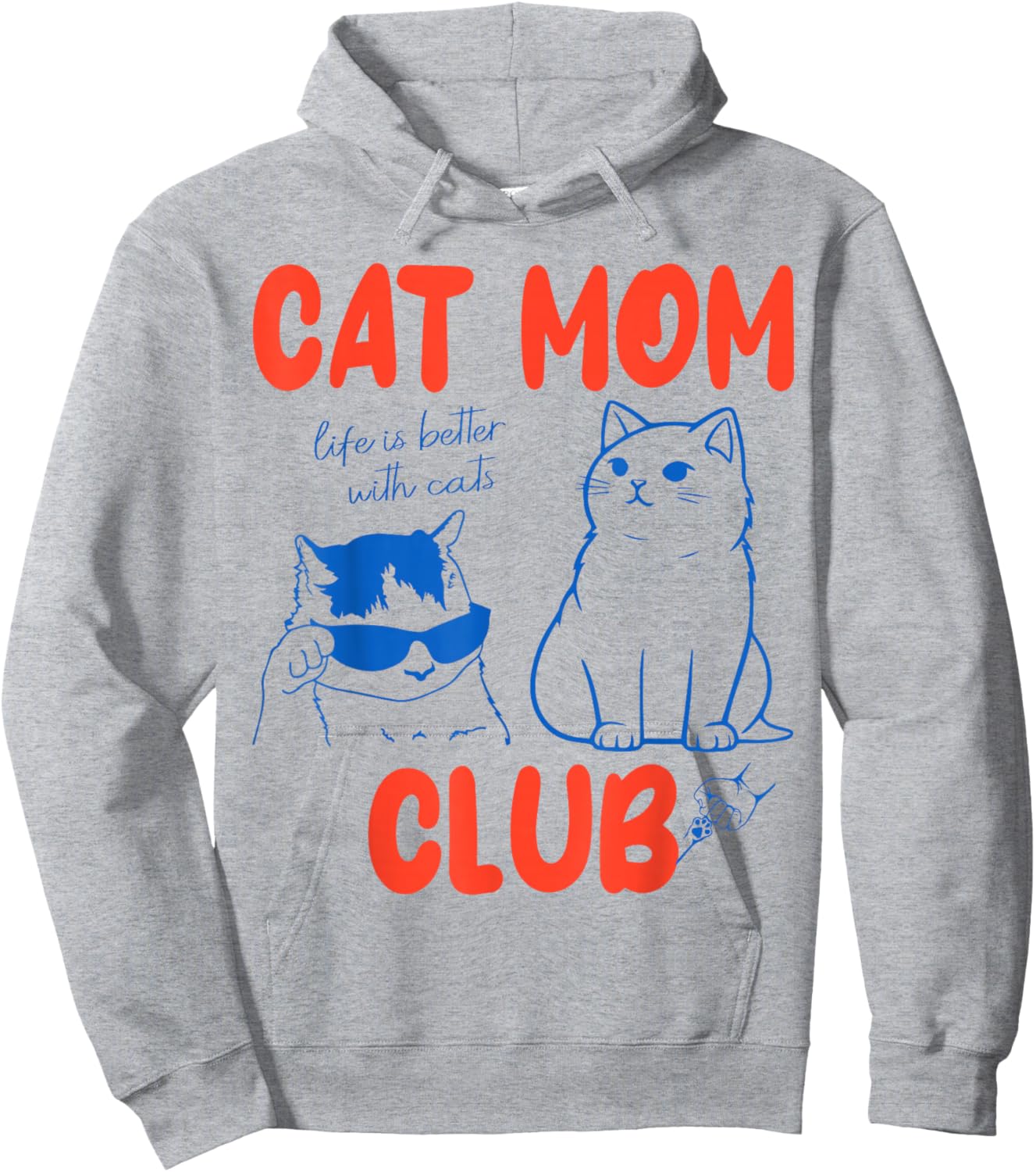 Cat Mom Club Funny Graphic for Girls Women Mum Hoodie - Hoodie | Ash