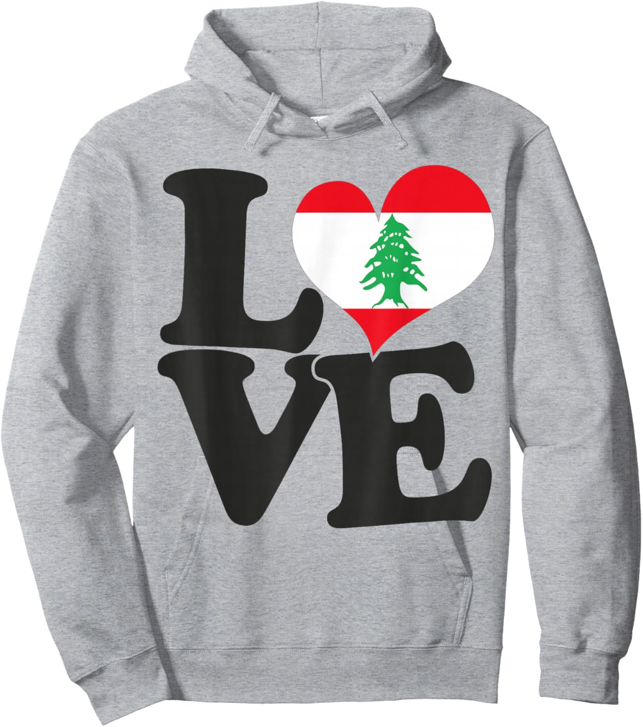 I Love Lebanon Flag Heart Patriotic Travel Hoodie - Hoodie | Ash
