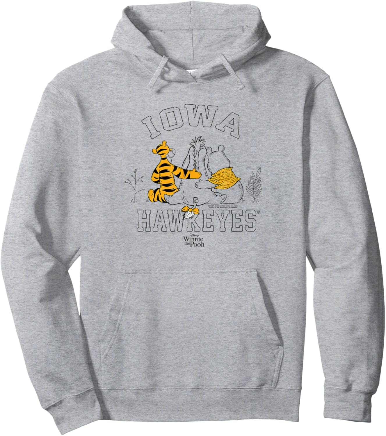 Iowa Hawkeyes Winnie The Pooh and Friends Gray Hoodie - Hoodie | Ash