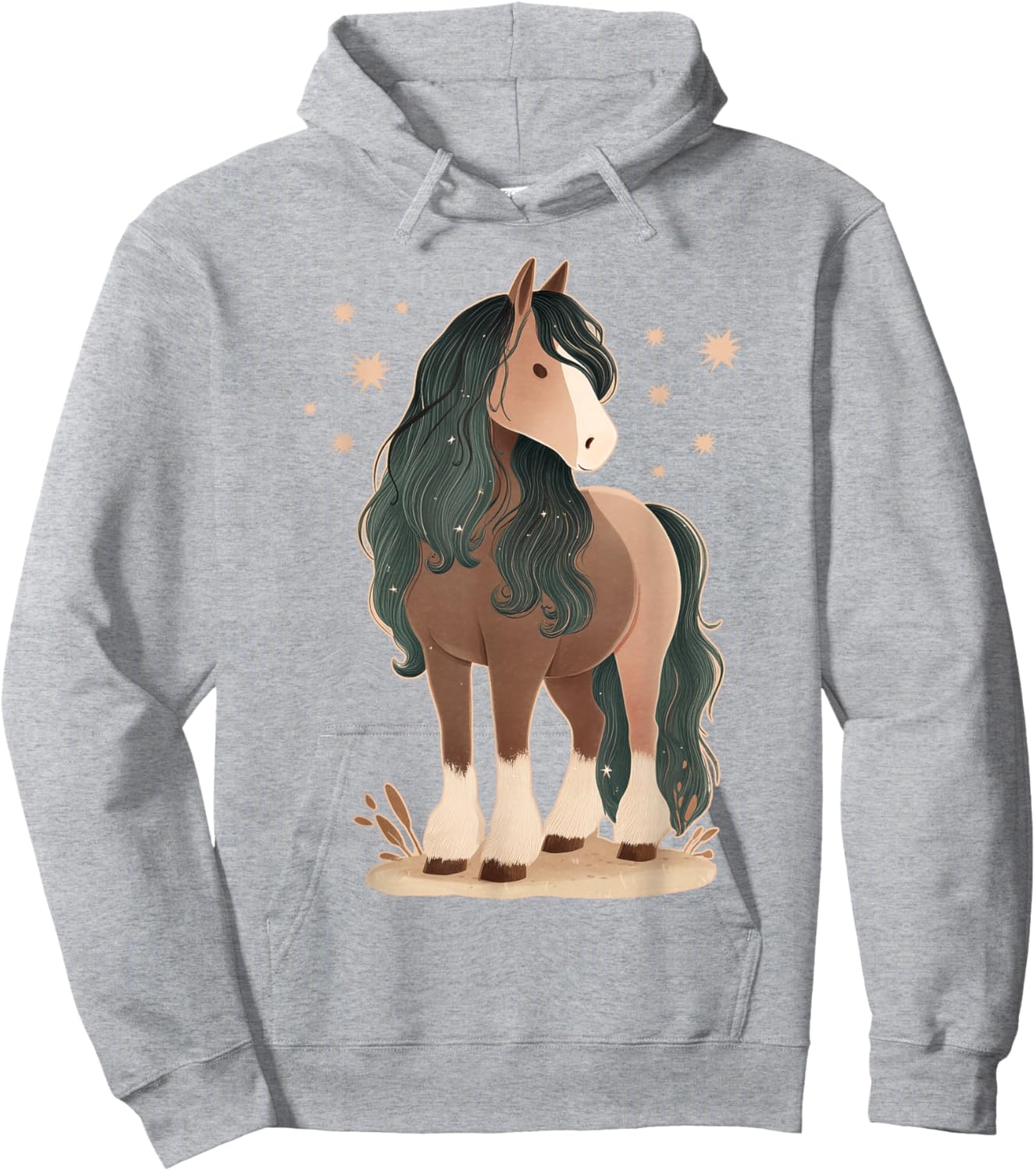 Pferd mit Sternen Pferdemotiv Mädchen Hoodie - Hoodie | Ash