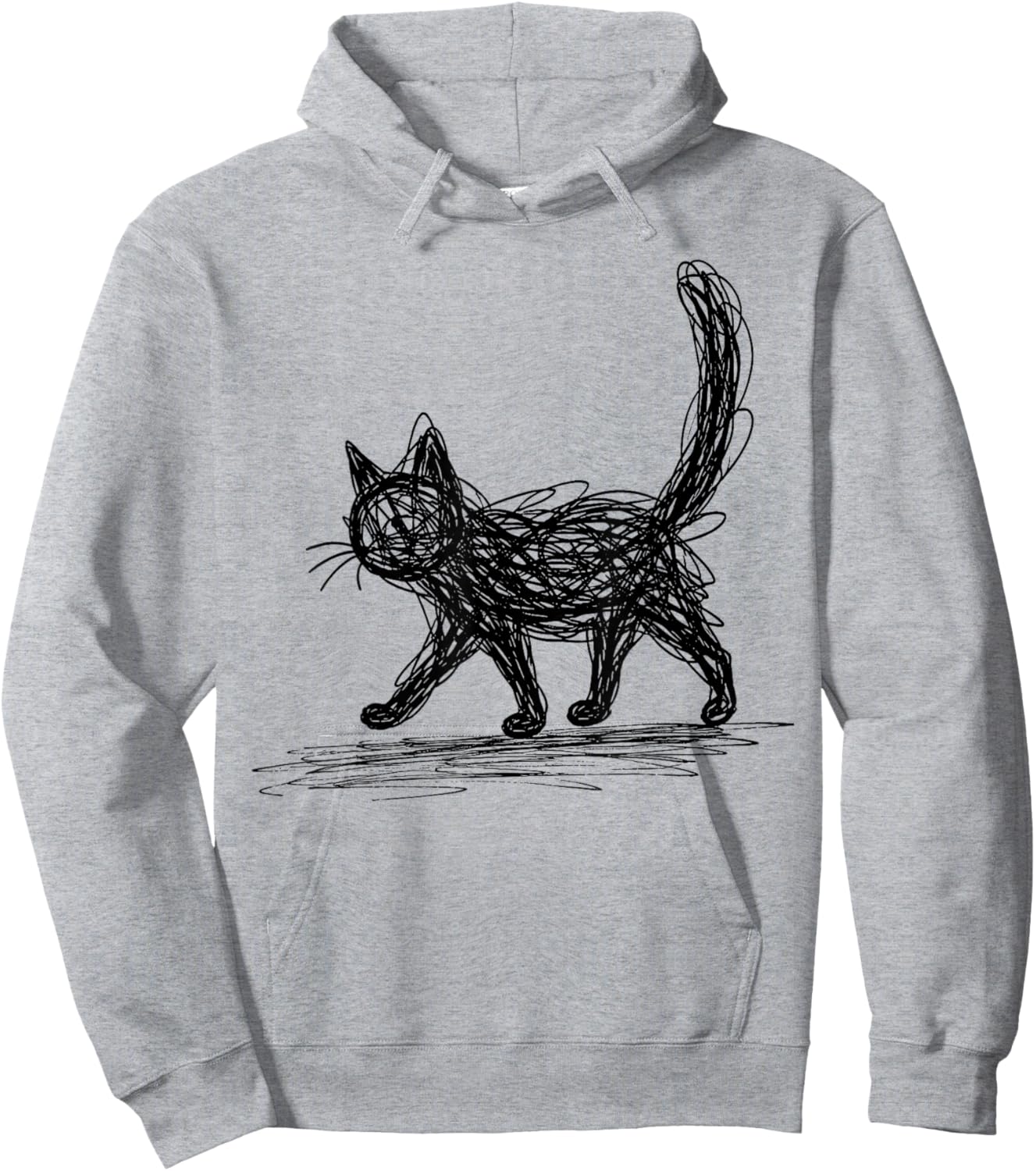 Minimalist Cat, Hand Drawn Kitten Hoodie - Hoodie | Ash