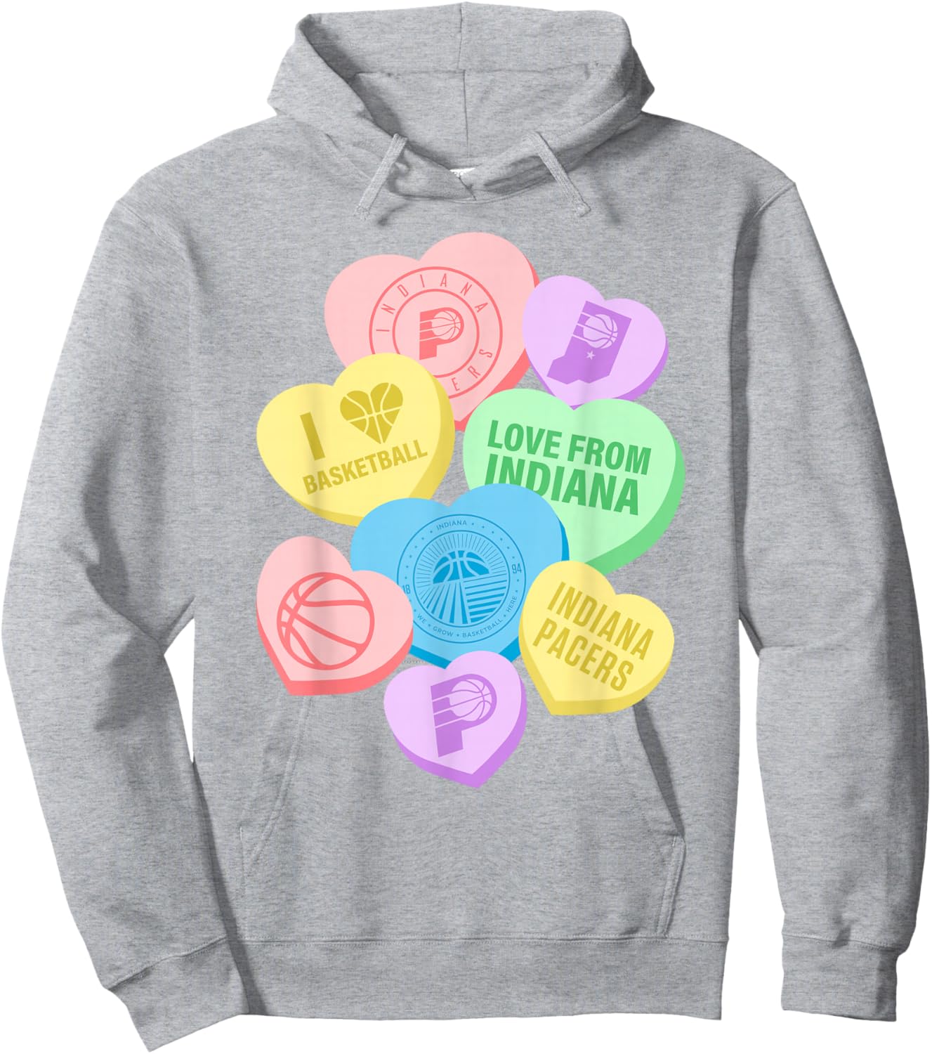 NBA Indiana Pacers Valentine's Day Candy Hearts Hoodie - Hoodie | Ash