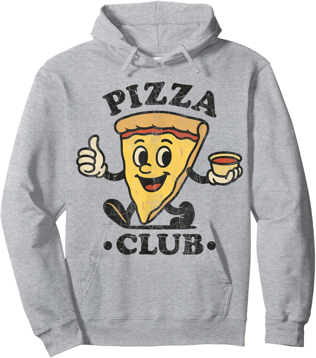 Pizza Club Retro Cartoon Mascot Slice Hoodie - Hoodie | Ash
