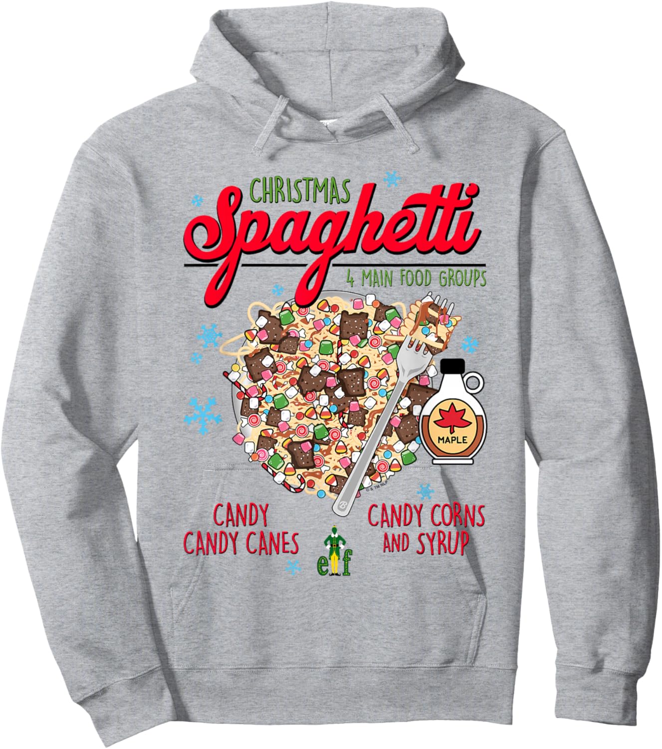 Elf Christmas Spaghetti Hoodie - Hoodie | Ash