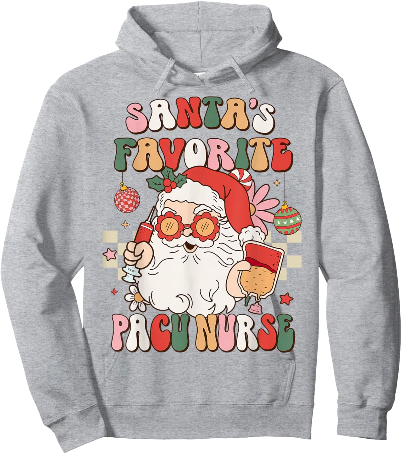 Retro Santa Favorite Pacu Nurse Christmas Women Hoodie - Hoodie | Ash