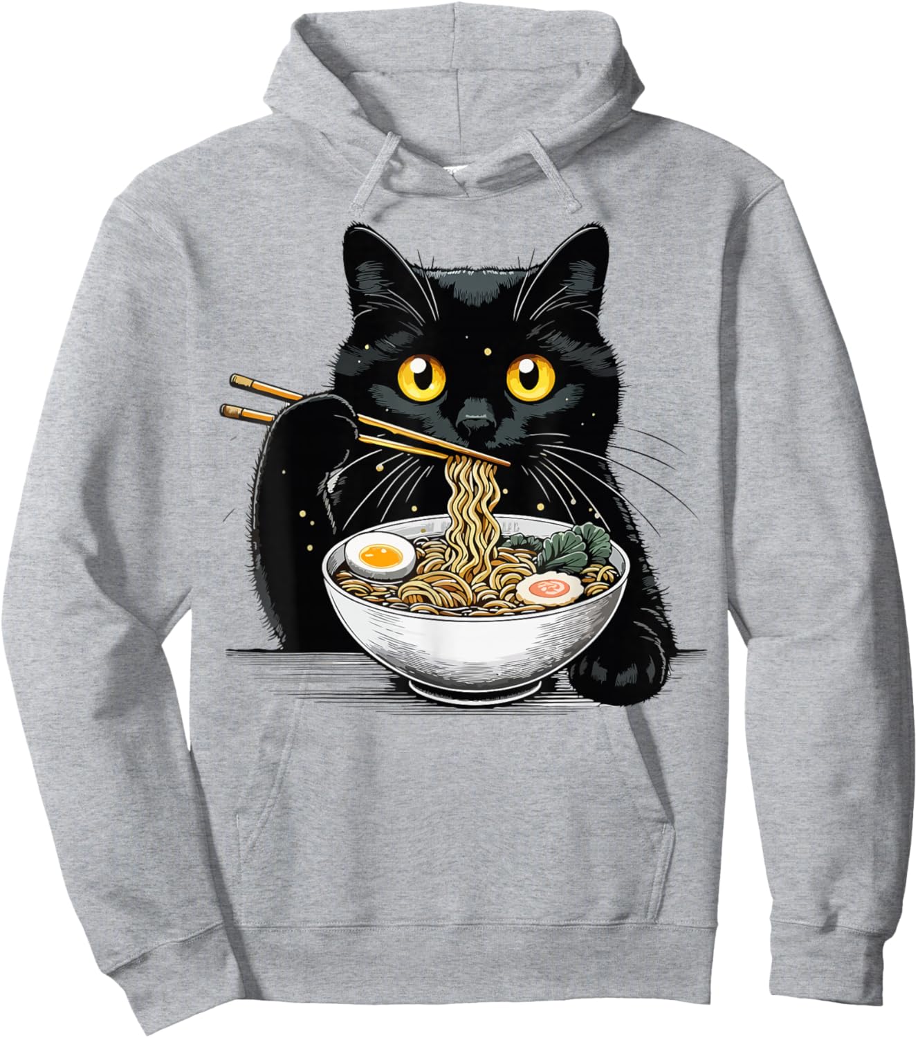 Funny Cat eating Ramen Hoodie - Hoodie | Ash
