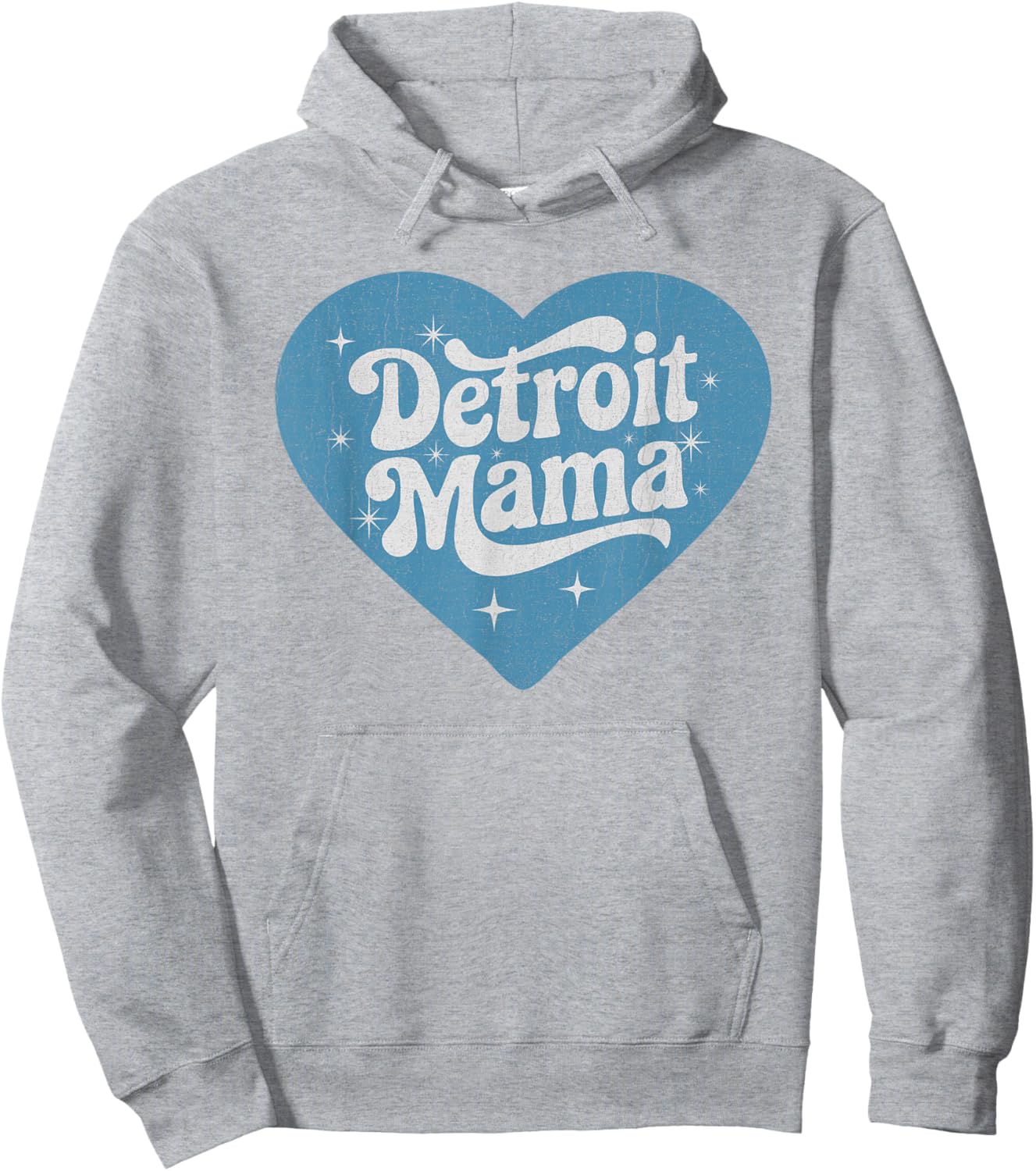 Proud Detroit Mom Heart Retro DET Mama Hoodie - Hoodie | Ash
