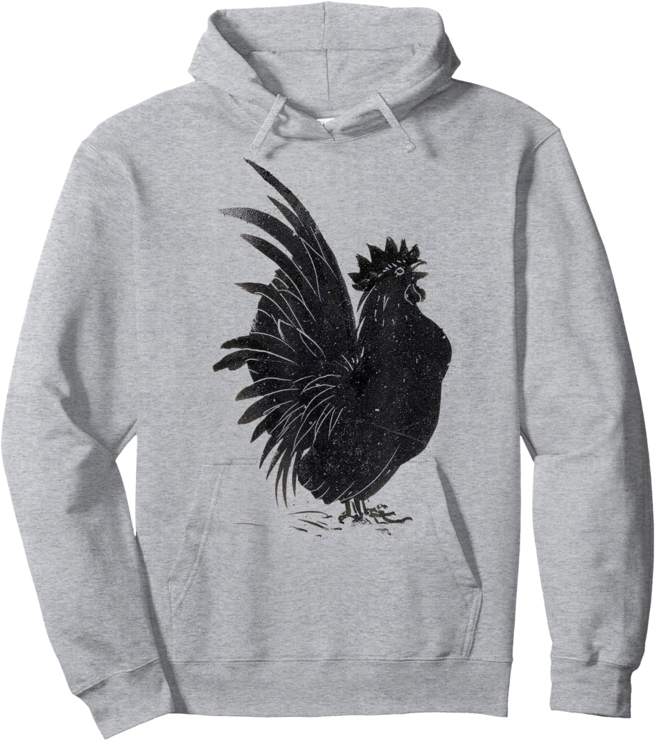 Funny Vintage Black Rooster Cock Chicken Hoodie - Hoodie | Ash