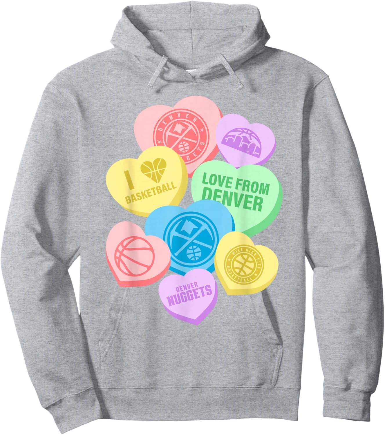 NBA Denver Nuggets Valentine's Day Candy Hearts Hoodie - Hoodie | Ash